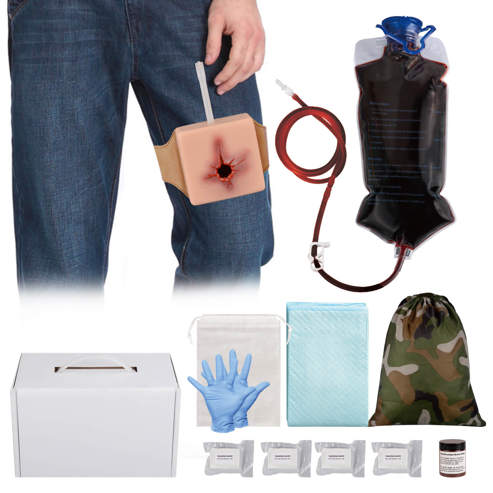 Wearable Gunshot Wound Haemostatic Clotting Trainer Kit