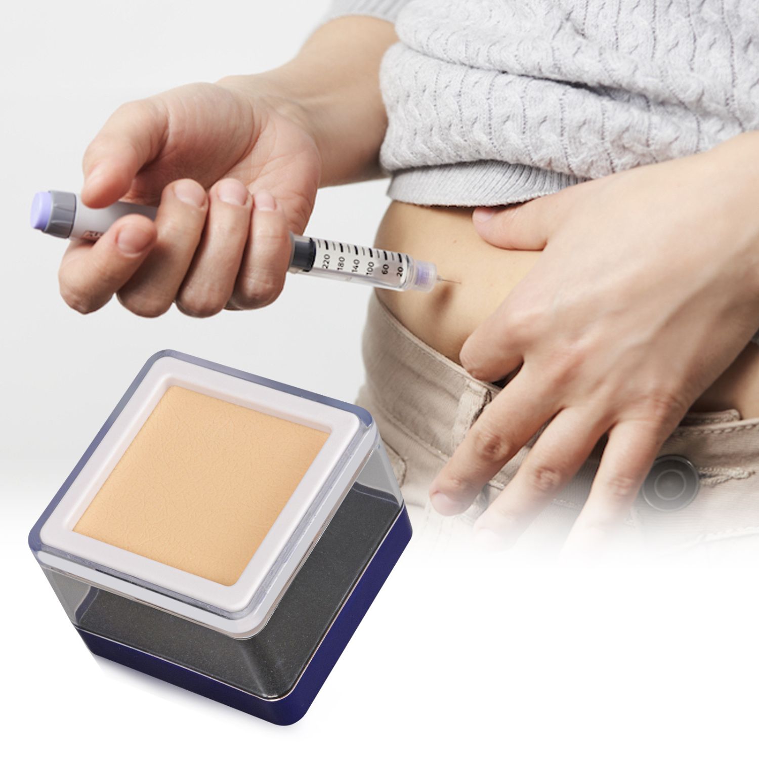 Reusable Subcutaneous Injection Training Pad with Case