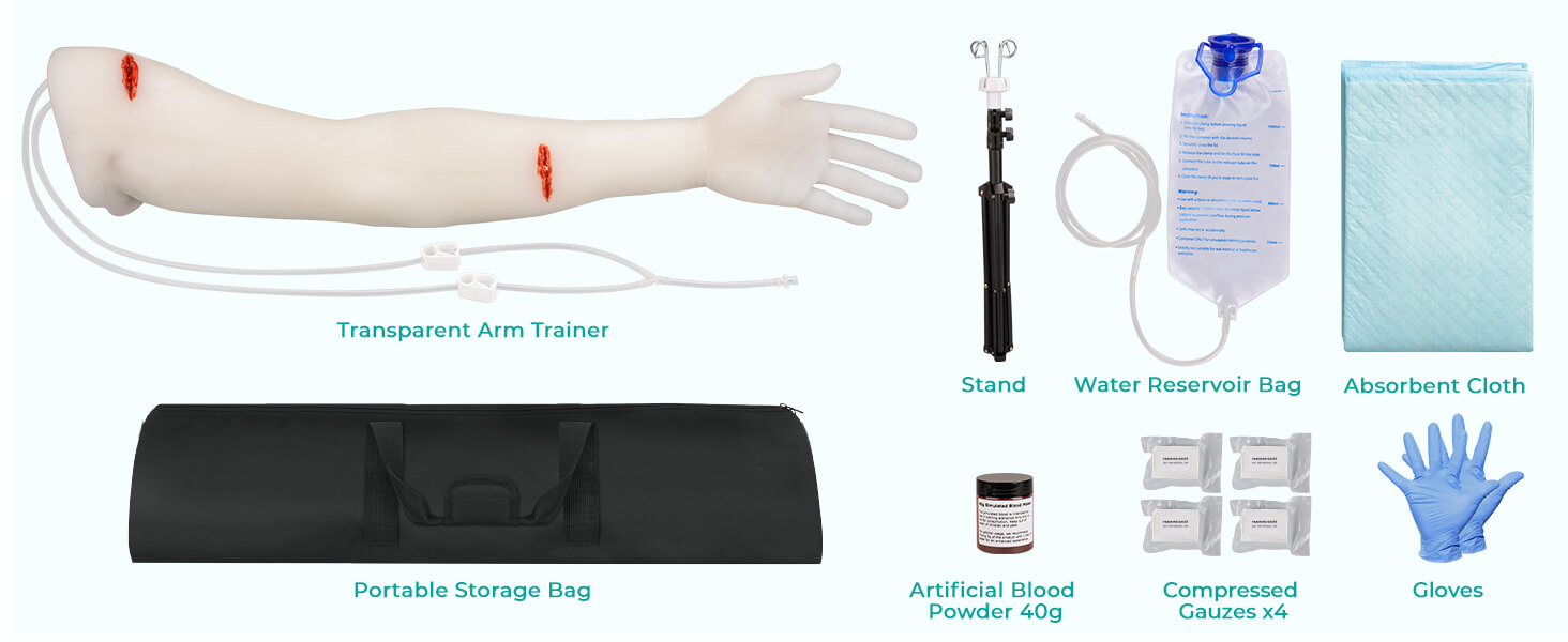 Translucent Haemorrhage Control Arm Simulator, Knife Cut Wounds