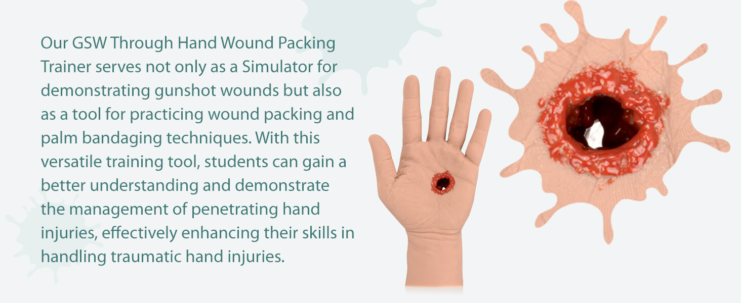 GSW Through Hand Wound Packing Trainer with Realistic Gunshot Wound