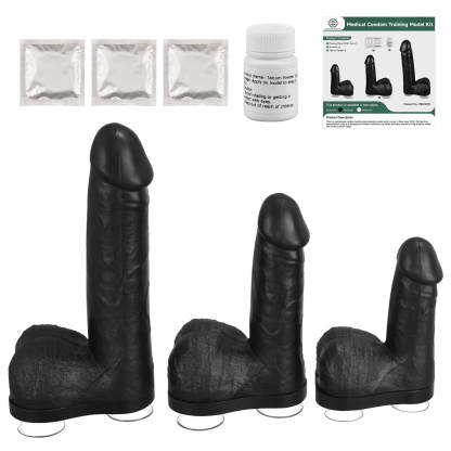 Black Condom Training Model with Suction Base, 3 Sizes