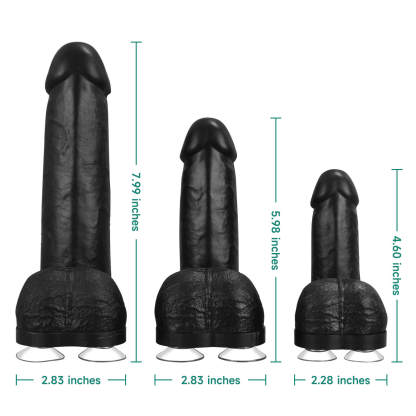 Black Condom Training Model with Suction Base, 3 Sizes