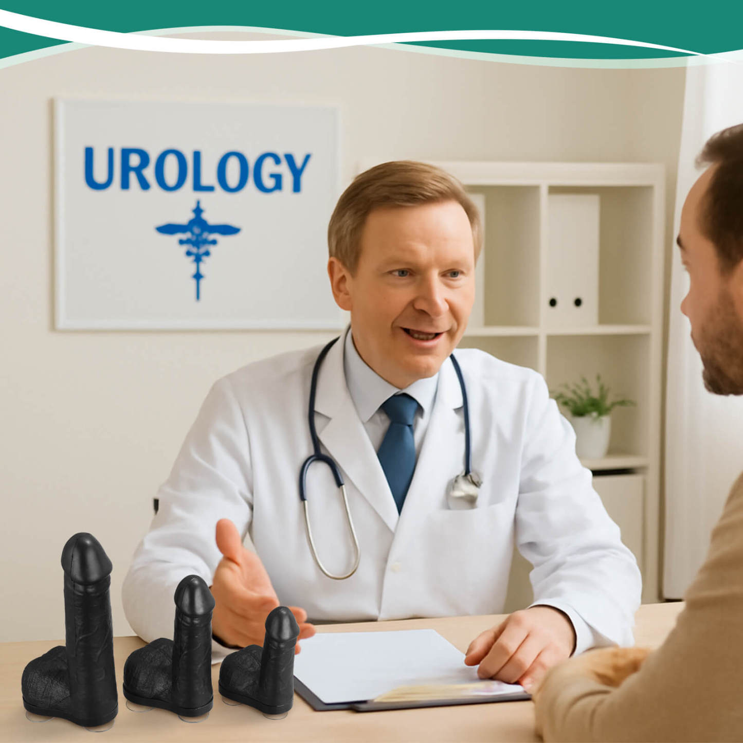 Black Condom Training Model with Suction Base, 3 Sizes