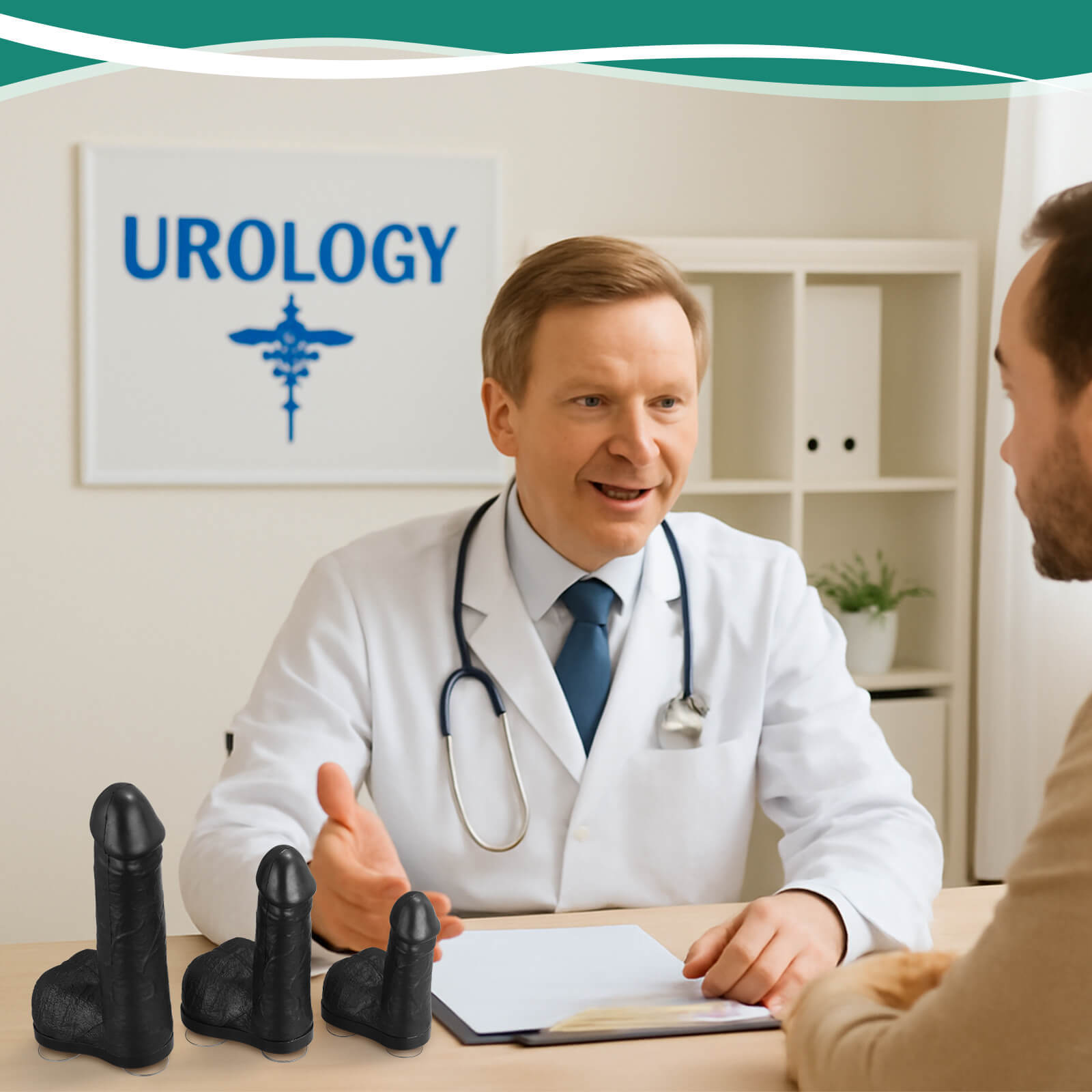 Black Condom Training Model with Suction Base, 3 Sizes