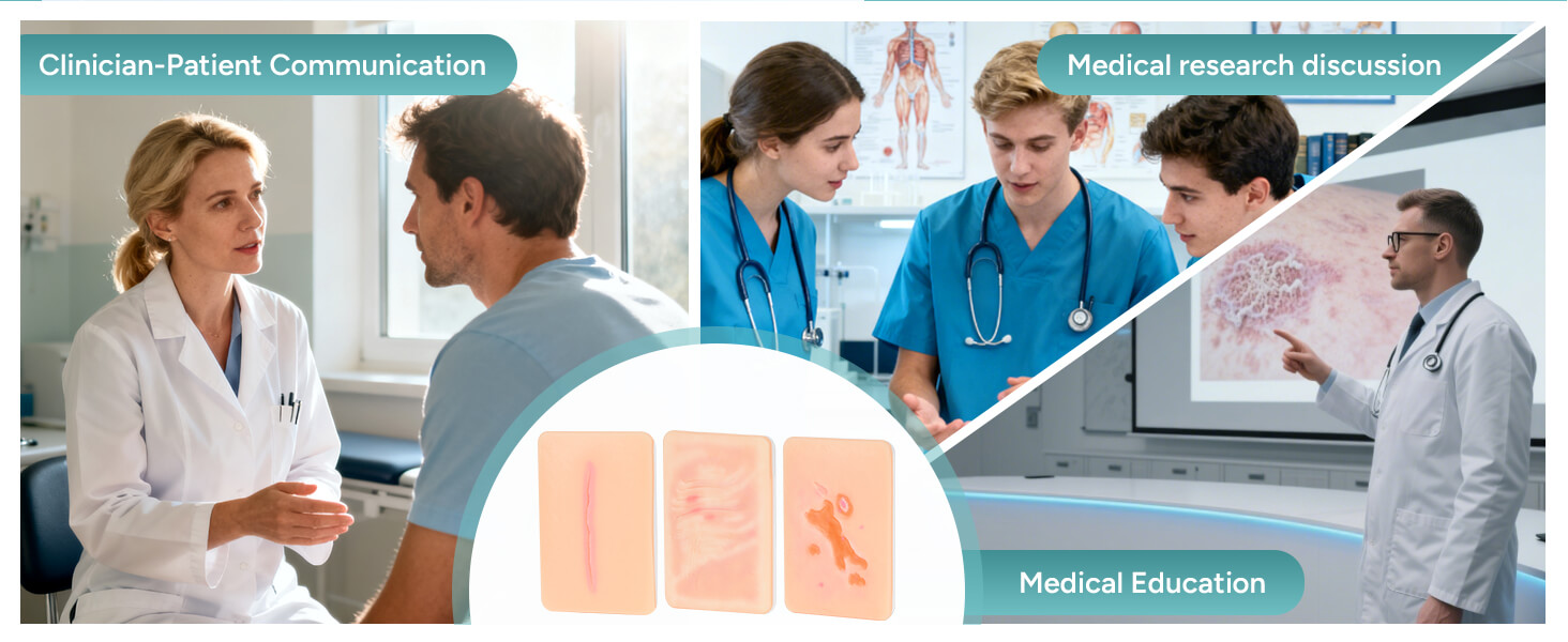 Palm-sized Depressed Scar Wound Simulation Models (Set of 3)