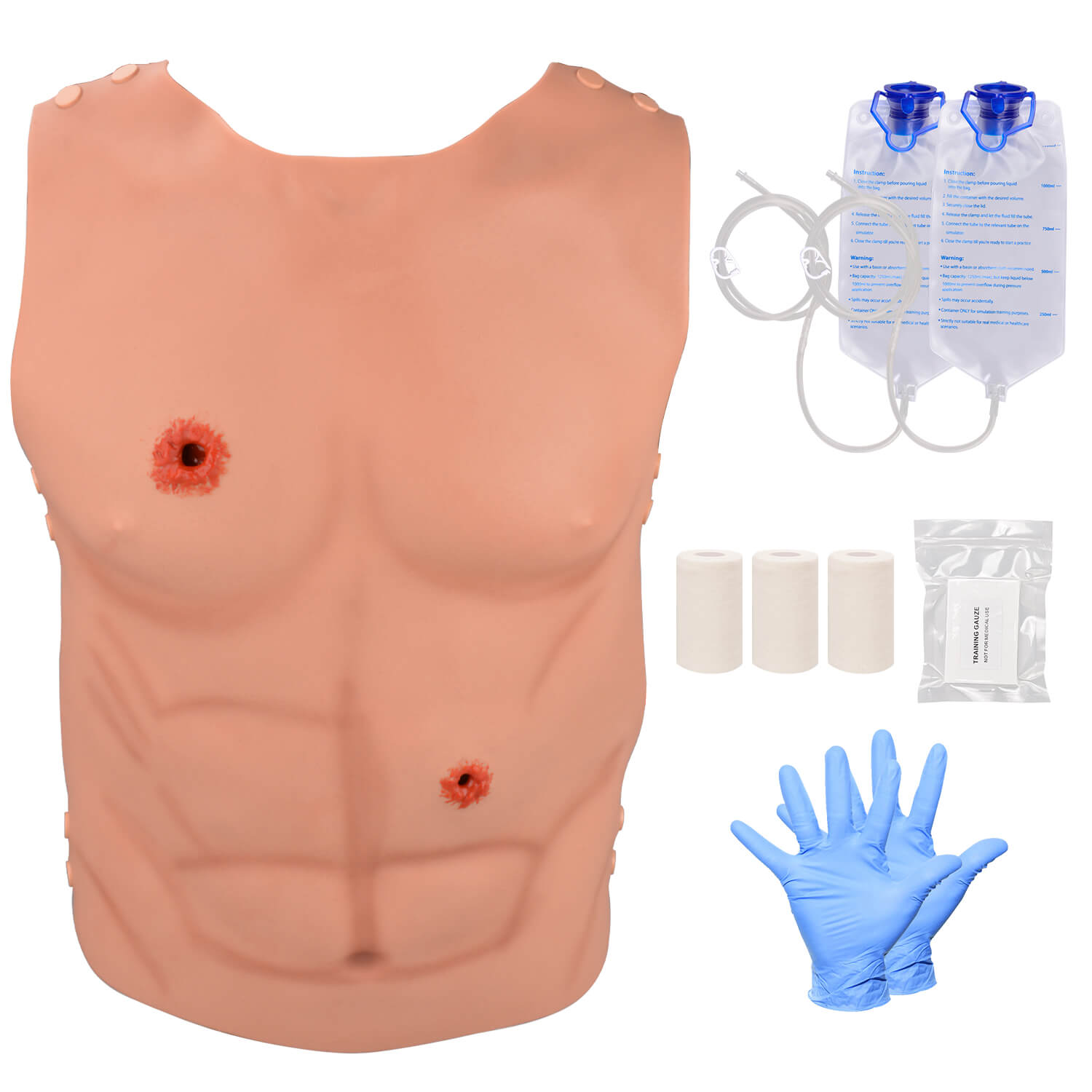 Wearable Chest & Abdominal Gunshot Wound Packing Trainer Kit