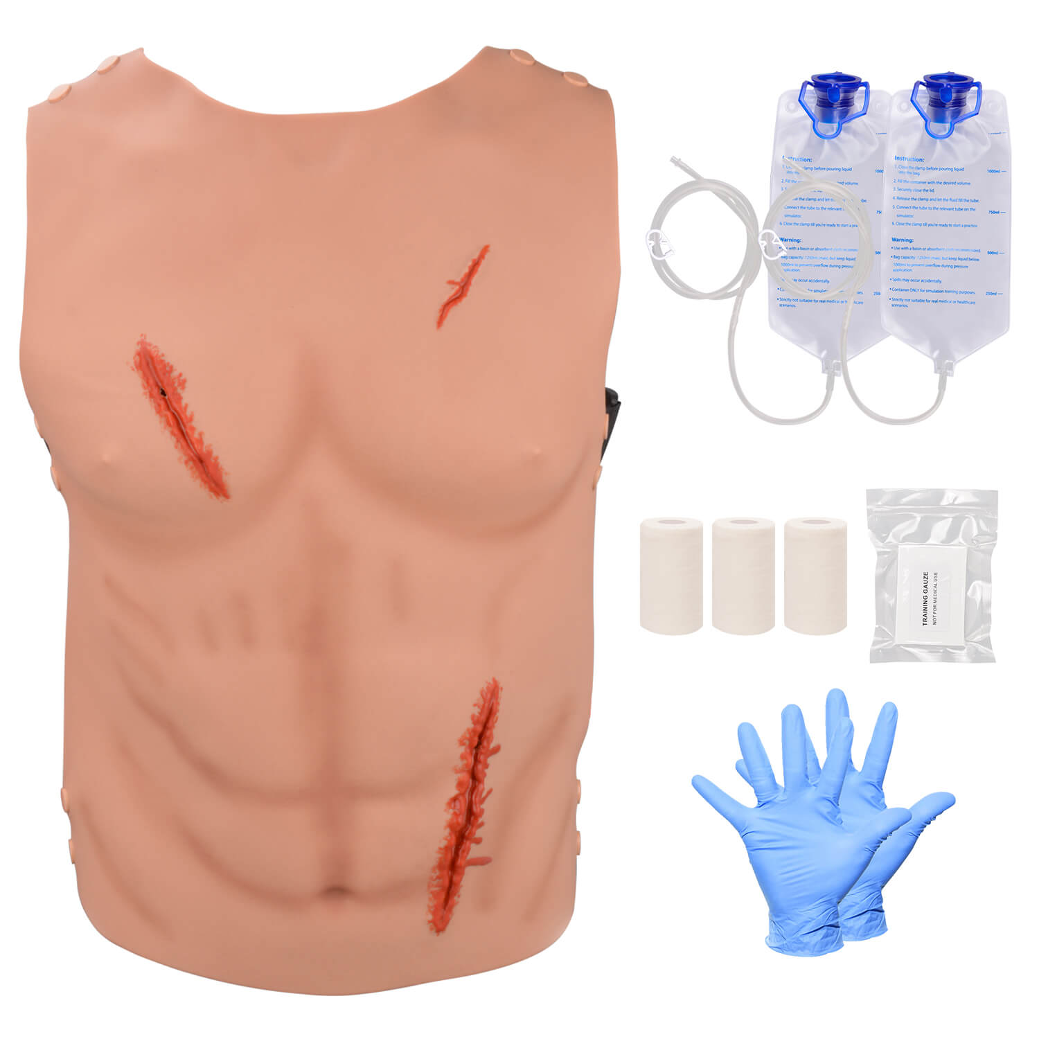 Wearable Chest & Abdominal Laceration Wound Packing Trainer Kit