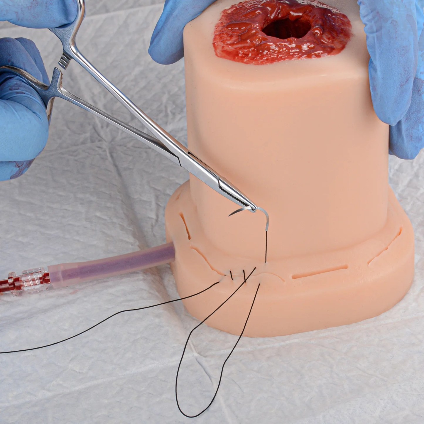 Columnar Gunshot Wound Packing Simulator with Suture