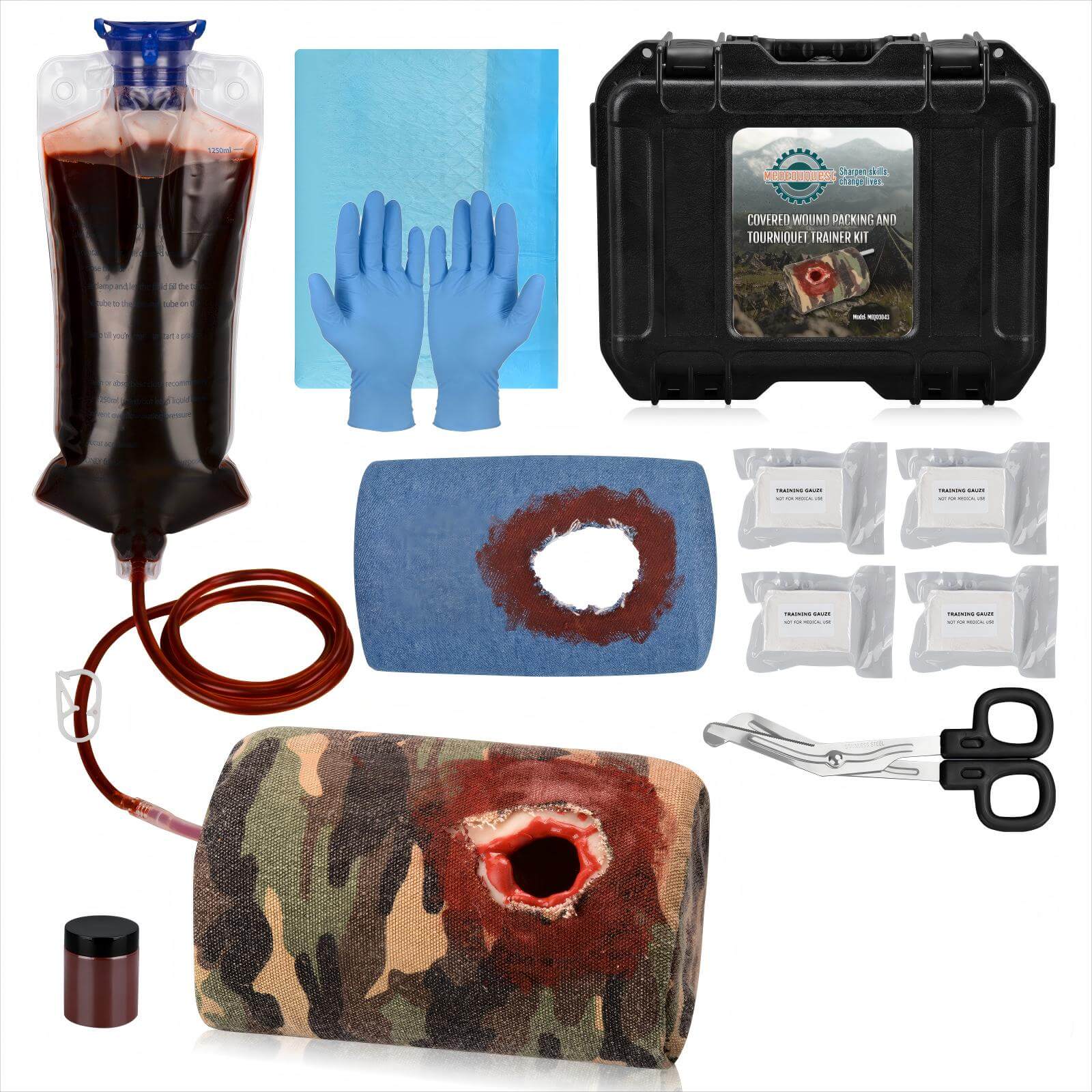 Covered Gunshot Wound Packing and Tourniquet Training Kit