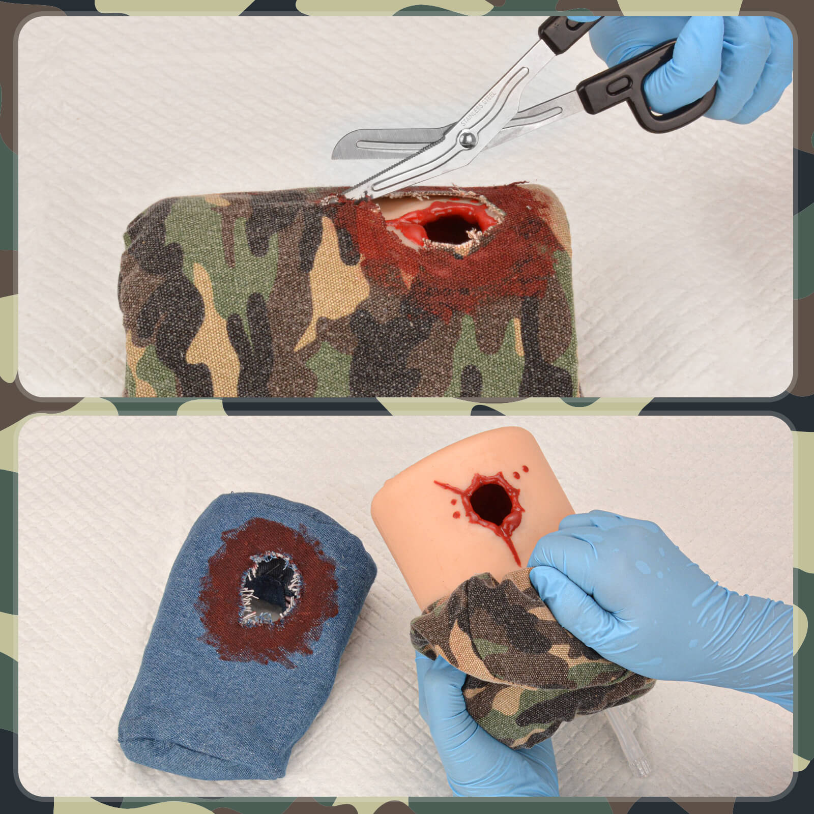 Covered GSW Wound Packing and Tourniquet Trainer