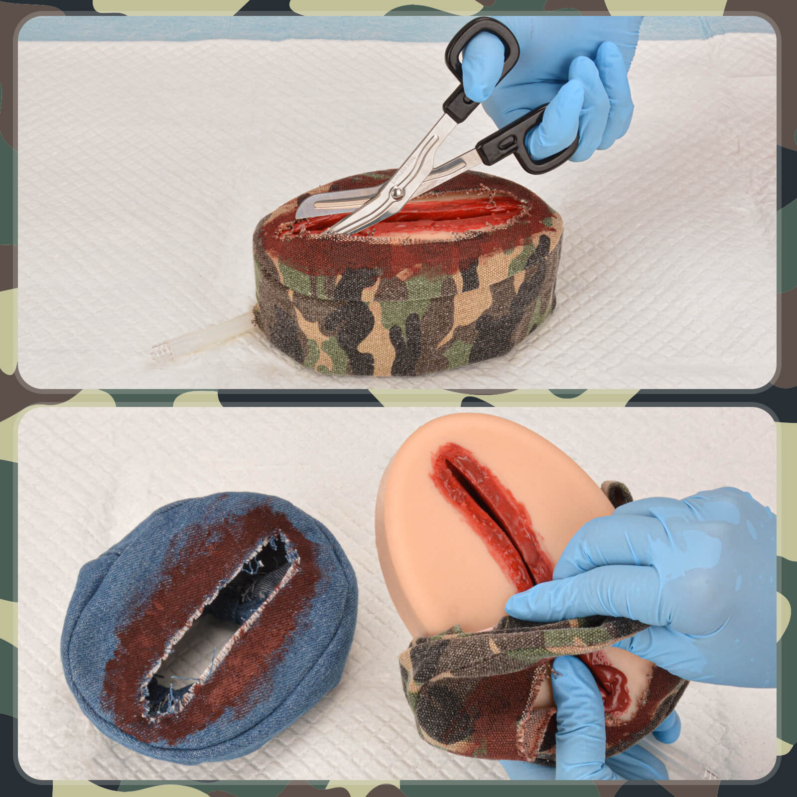 Incision Wound Bleeding Control Trainer with Simulating Clothing Coverage