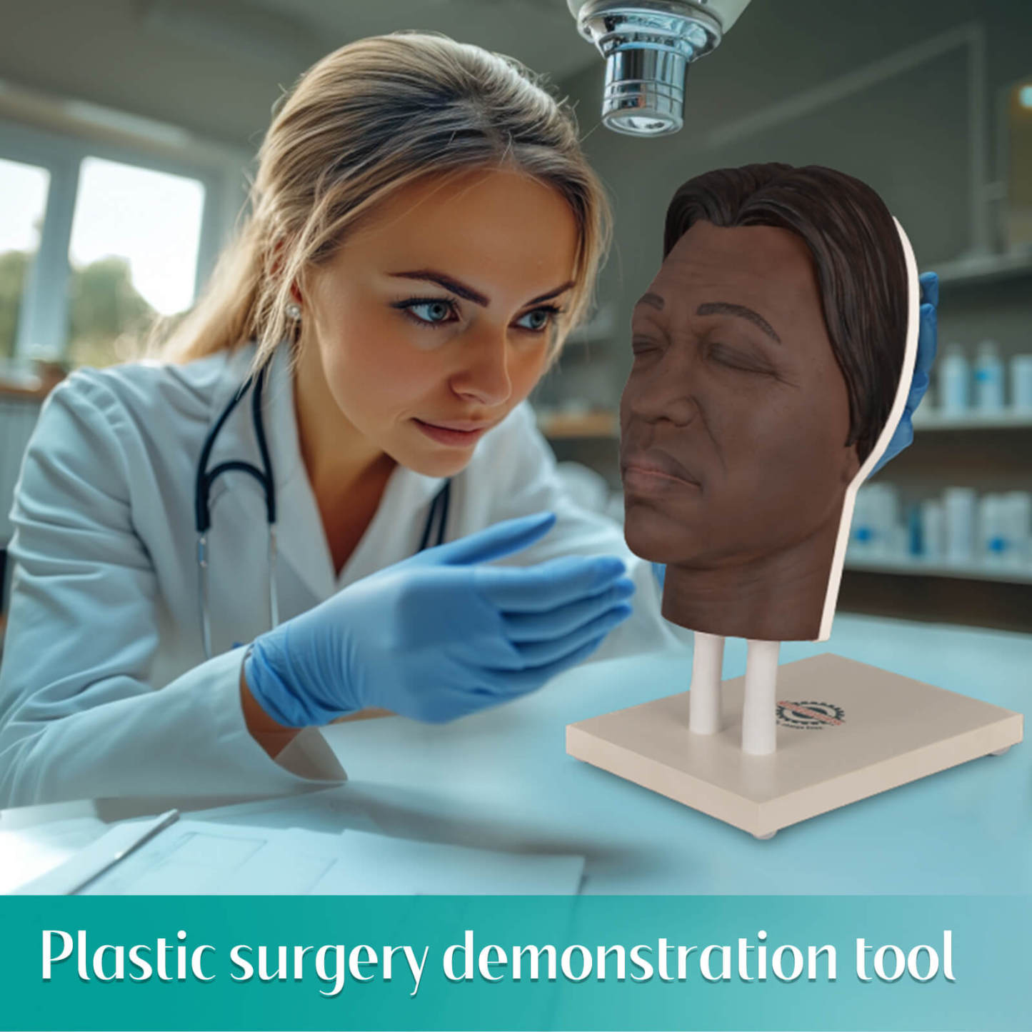 Realistic Facial Injection Training Silicone Mannequin Head with Dark Skin