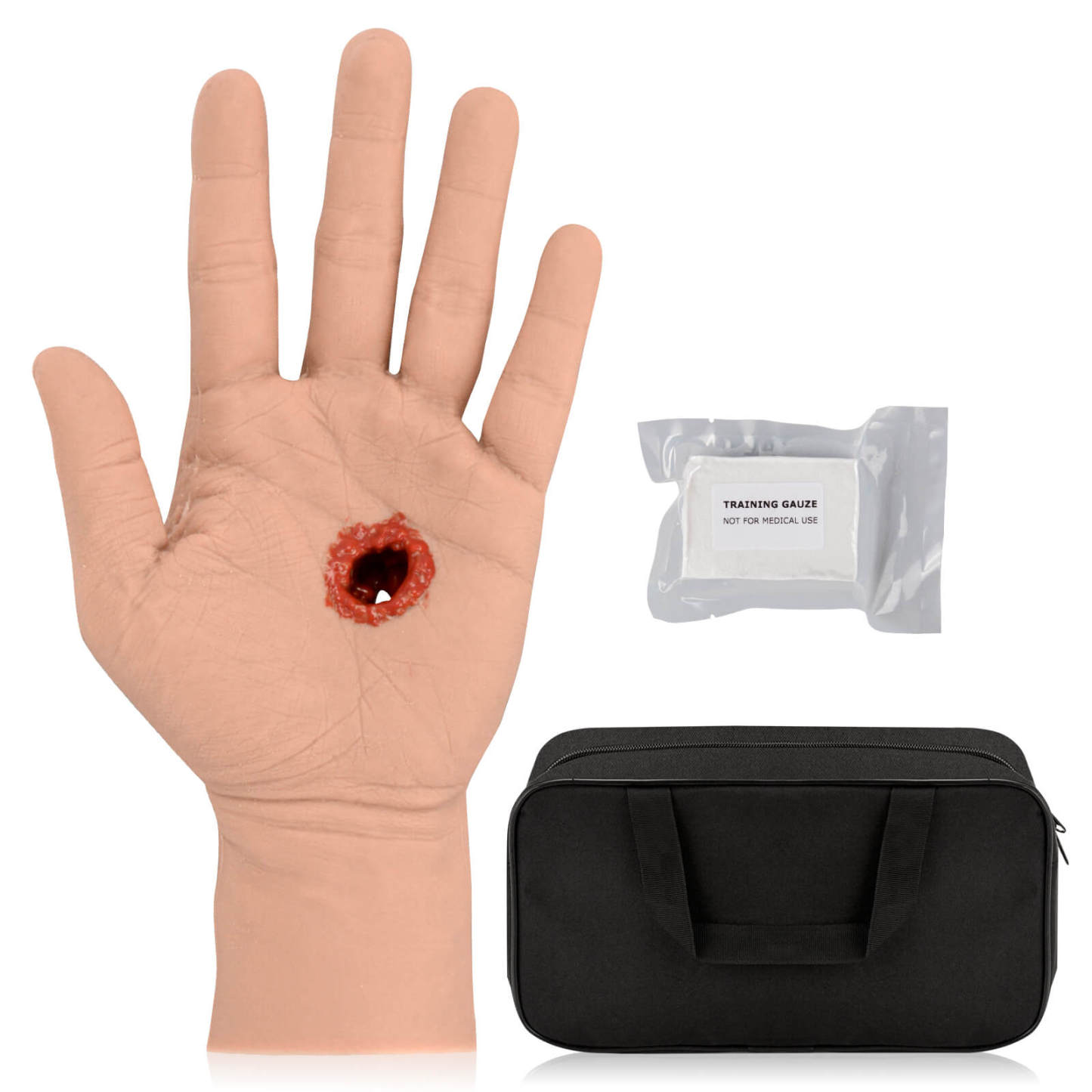 GSW Through Hand Wound Packing Training Kit, Light Skin