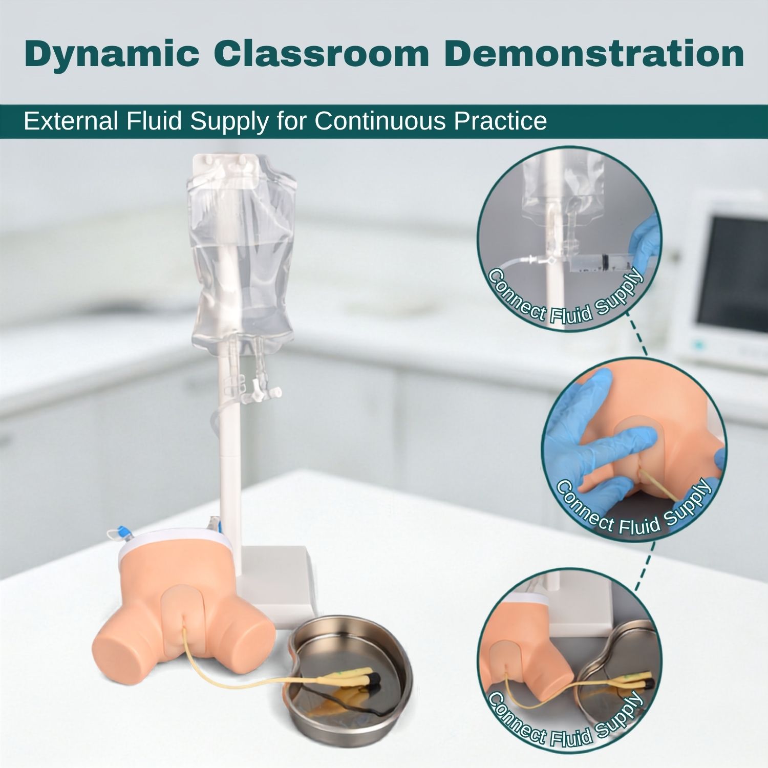 Infant Catheterization Trainer with Continuous Urine Flow Simulation