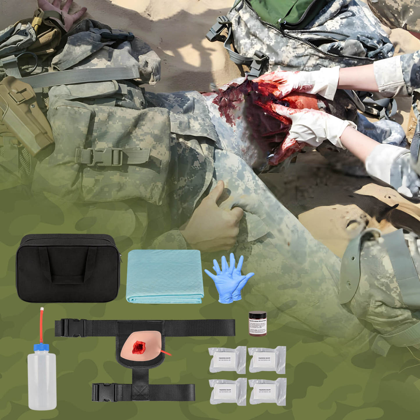wearable inguinal wound packing trainer for emergency care training