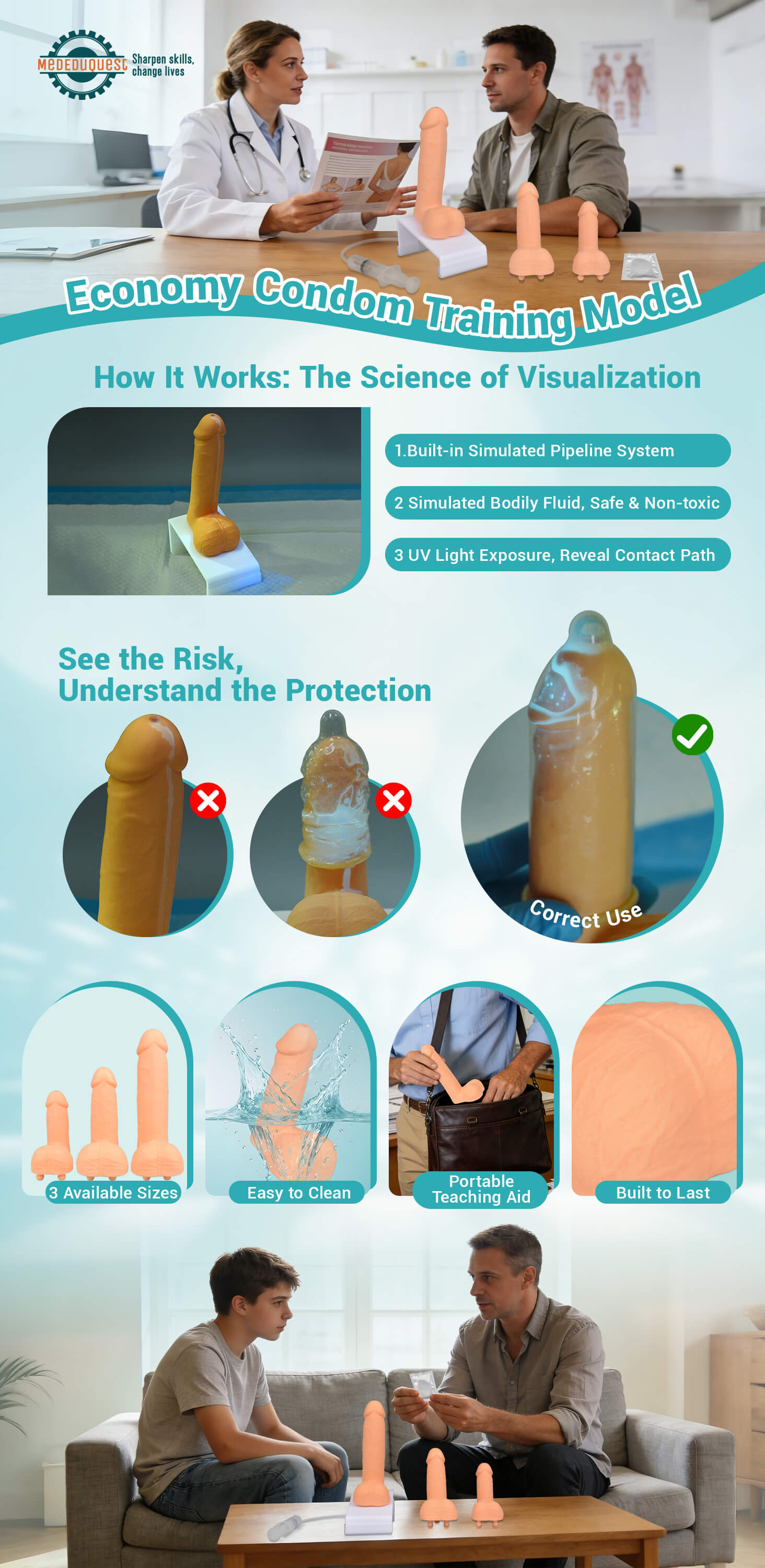 Male Condom Demonstration Model with Fluid Simulation