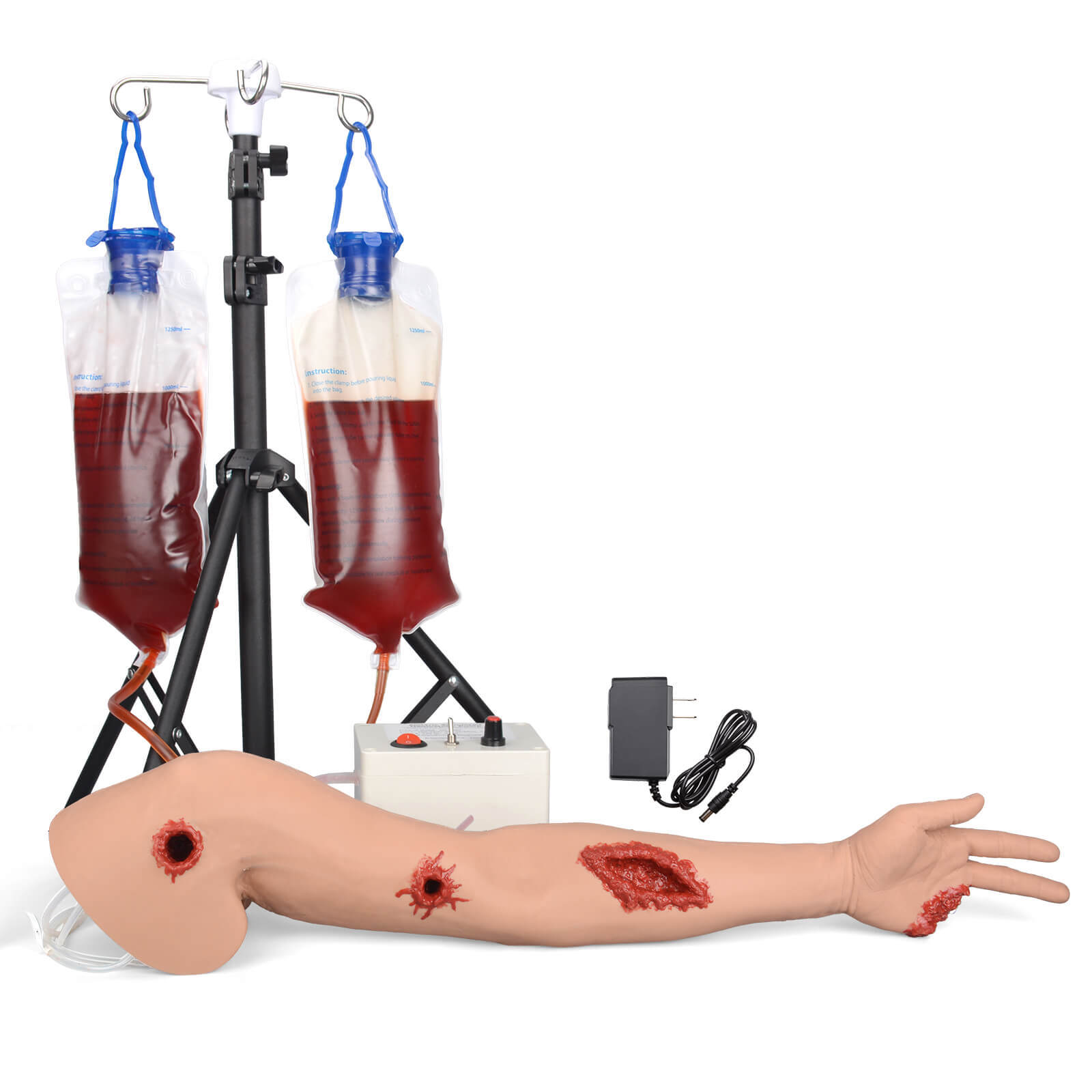 Wound packing arm trainer with medium skin tone