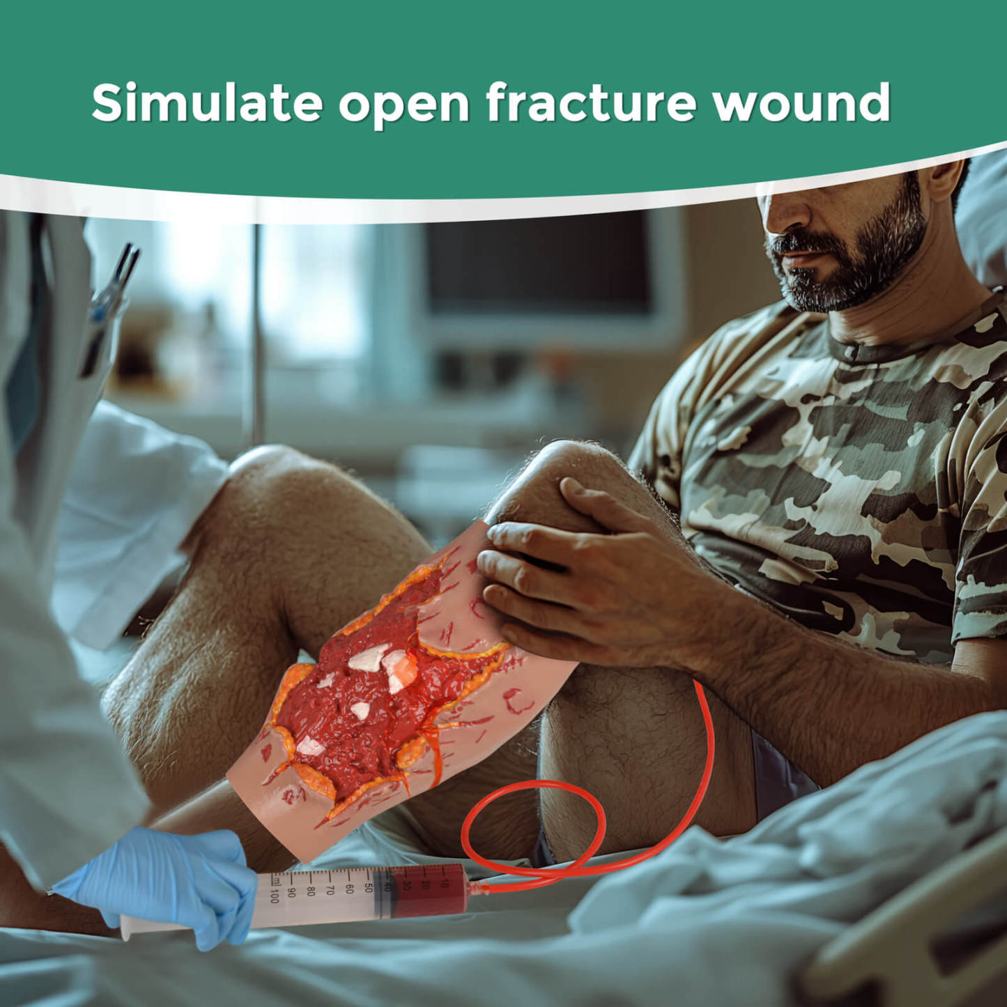 Open Fracture Wound Leg Sleeve Kit with Bleeding Simulation