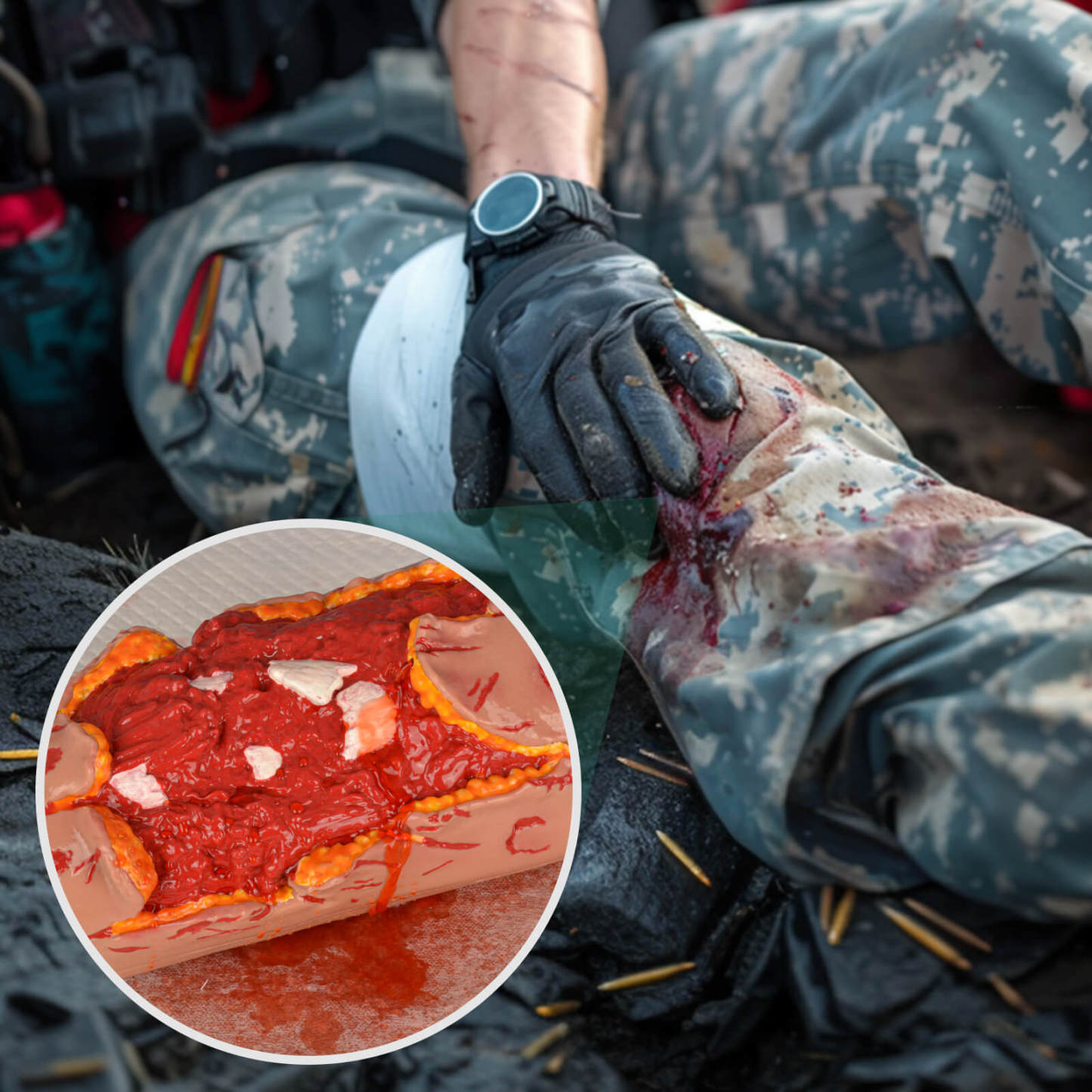 Open Fracture Wound Leg Sleeve Kit with Bleeding Simulation