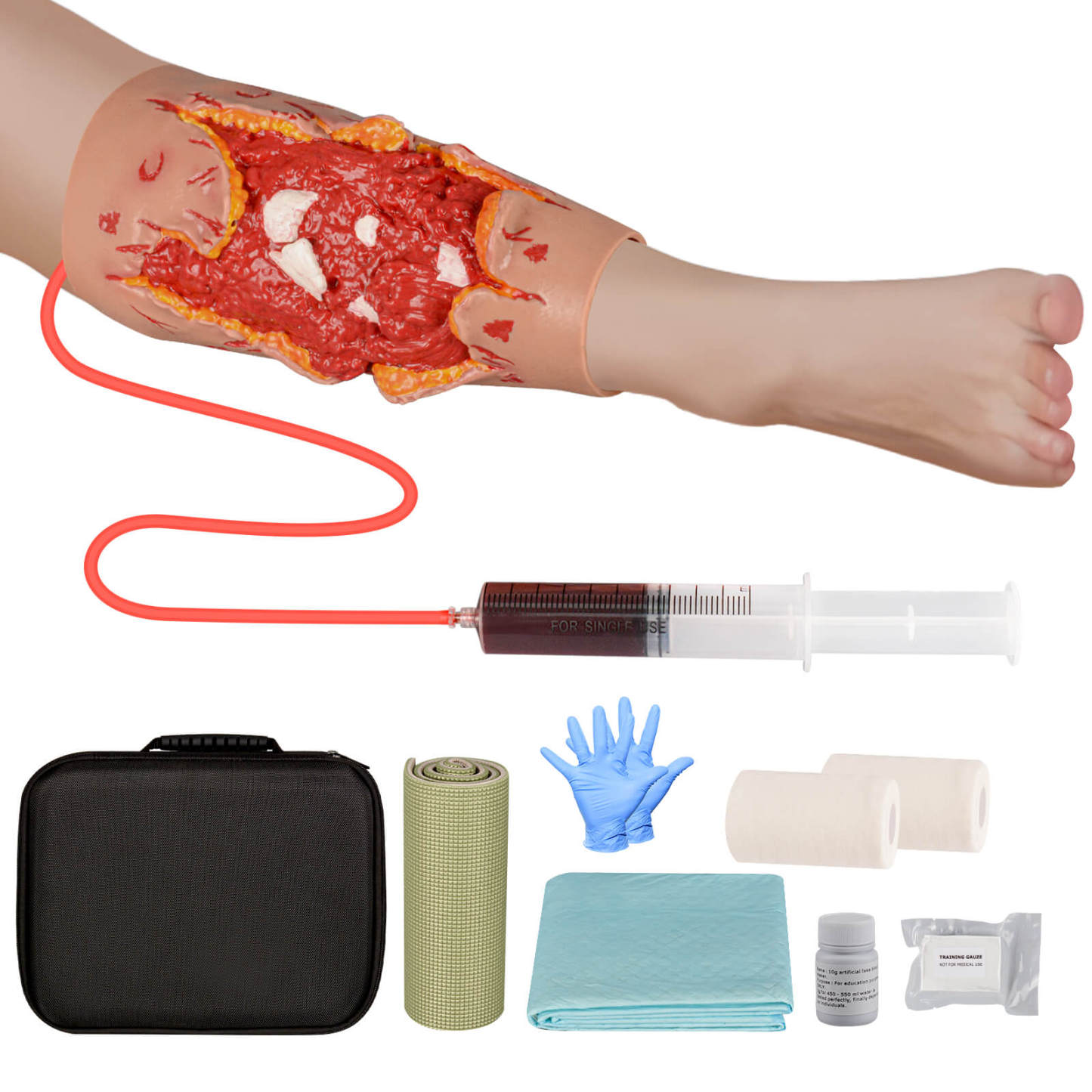 Open Fracture Wound Leg Sleeve Kit with Bleeding Simulation