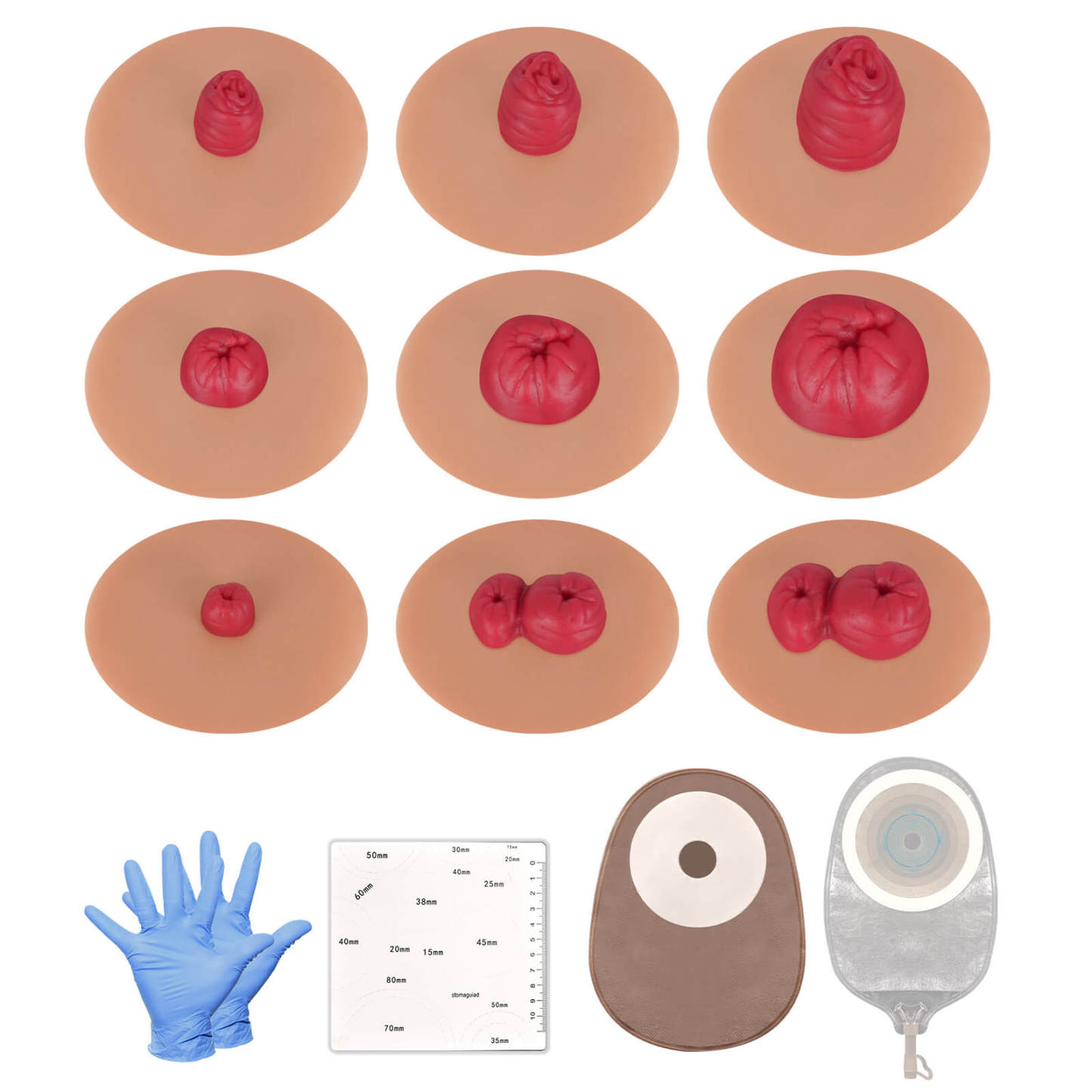 Sticky Ostomy Stoma Care Training Models Set, Tan Tone