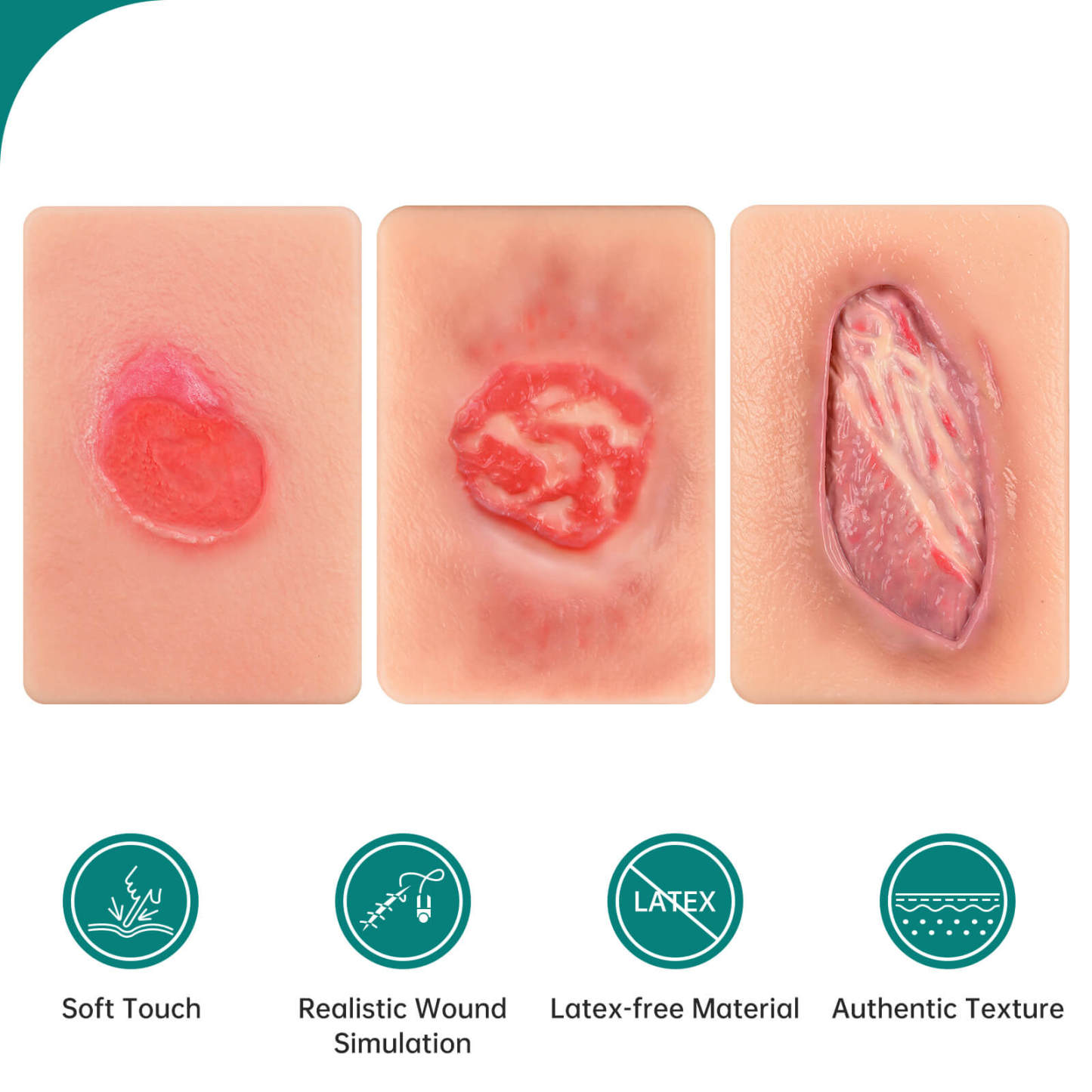 Card-Sized Pressure Ulcer Wound Models (Stage 2, 3, 4)
