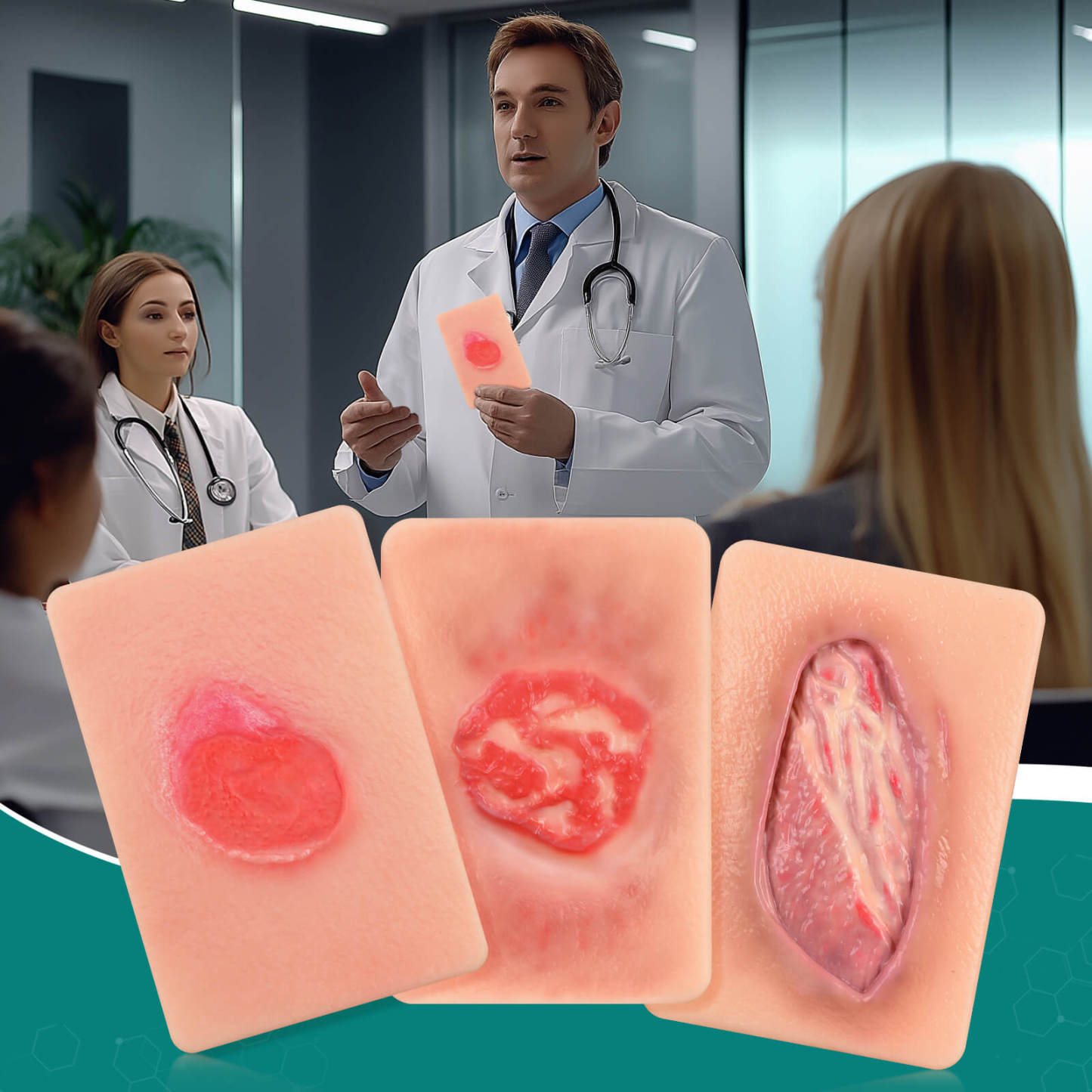 Card-Sized Pressure Ulcer Wound Models (Stage 2, 3, 4)