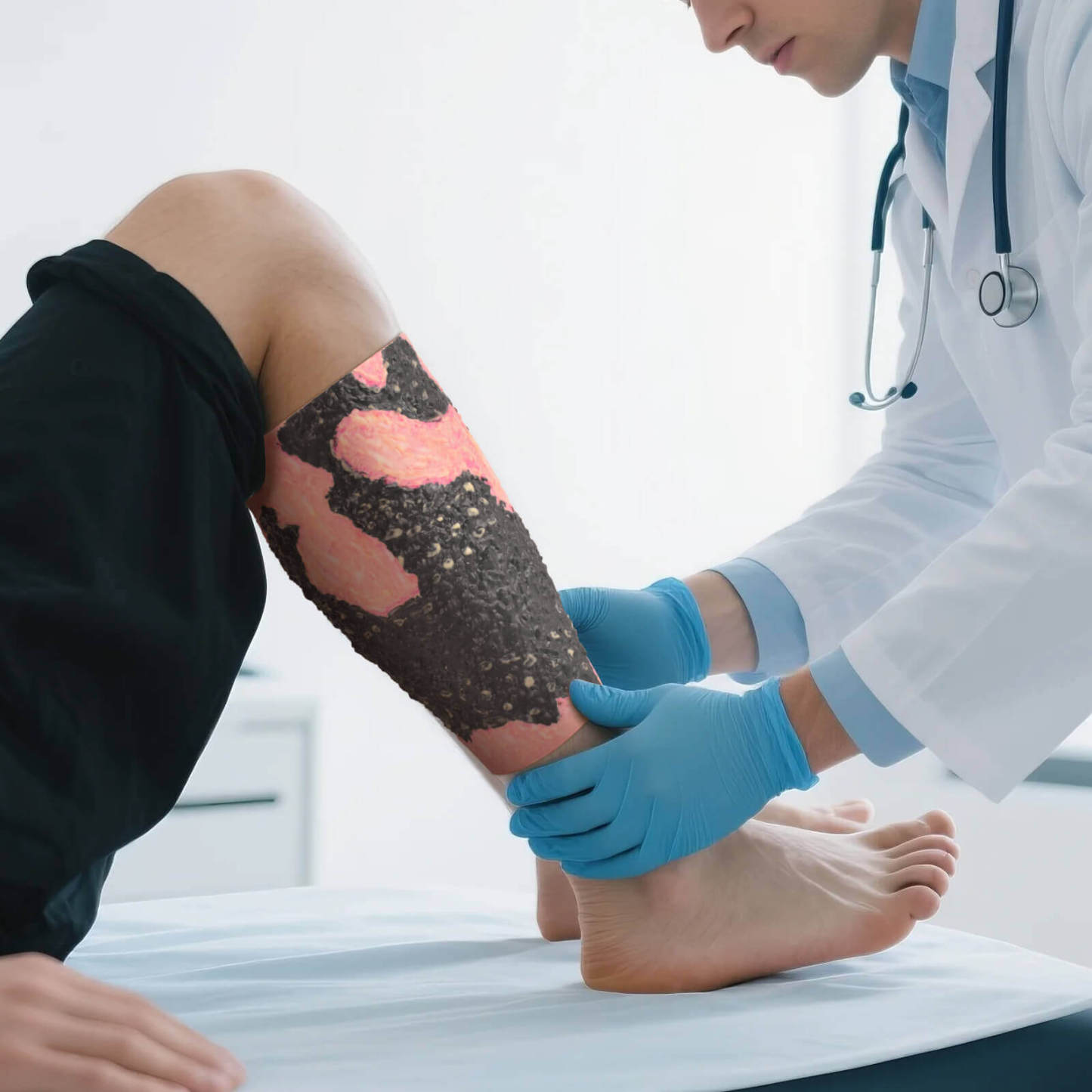 Severe Leg Burn Wound Care Trainer 