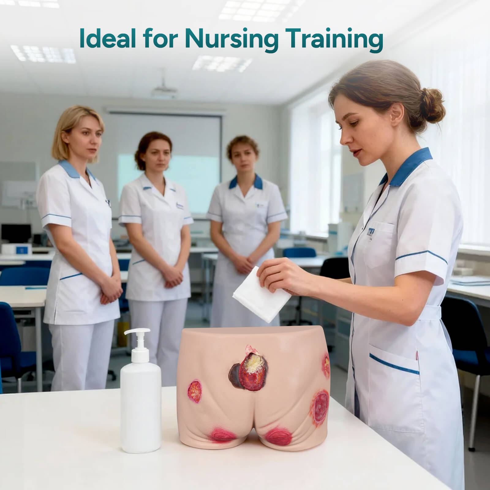 Silicone Buttock Pressure Ulcer Model with Multi-Stage Ulcer Simulation