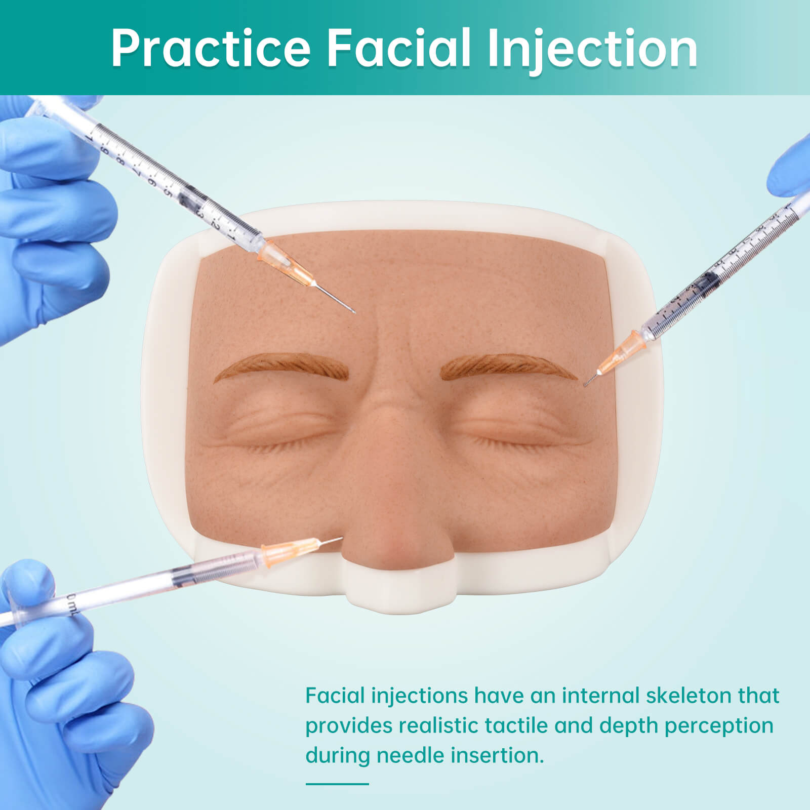 Realistic Silicone Eye Injection Practice Face Model