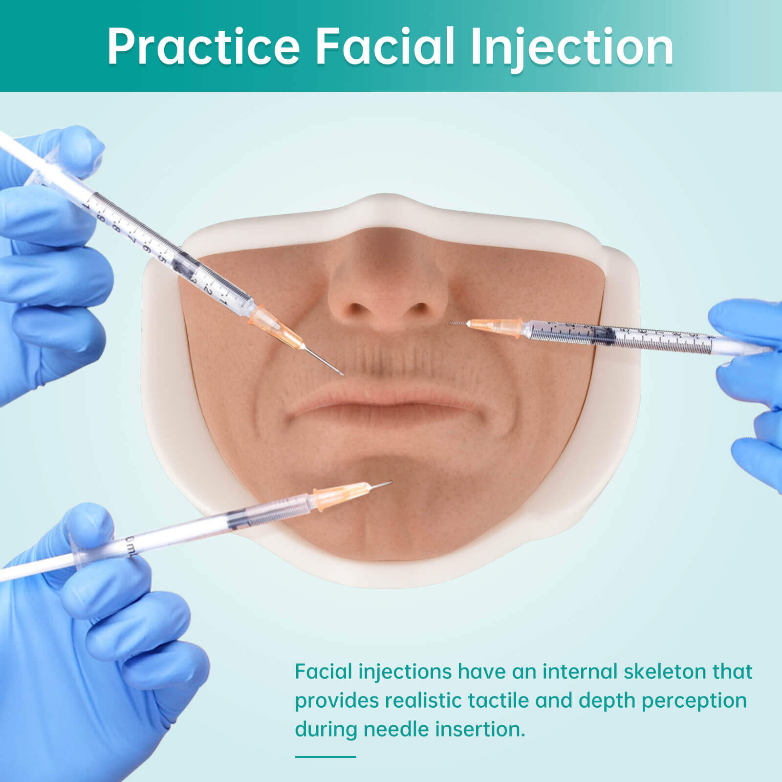 Silicone Female Lower Face Injection Training Model with Anti-Slip Base