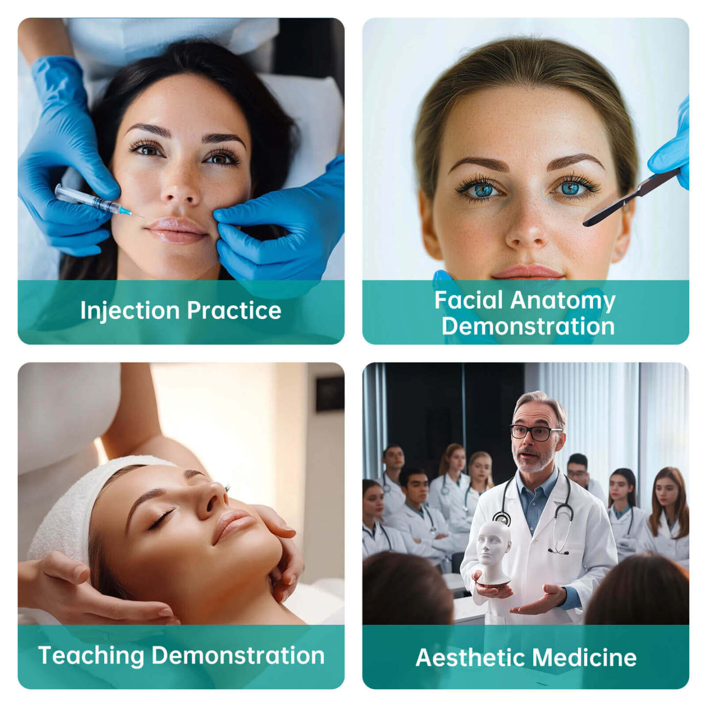 Silicone Female Lower Face Injection Training Model with Anti-Slip Base