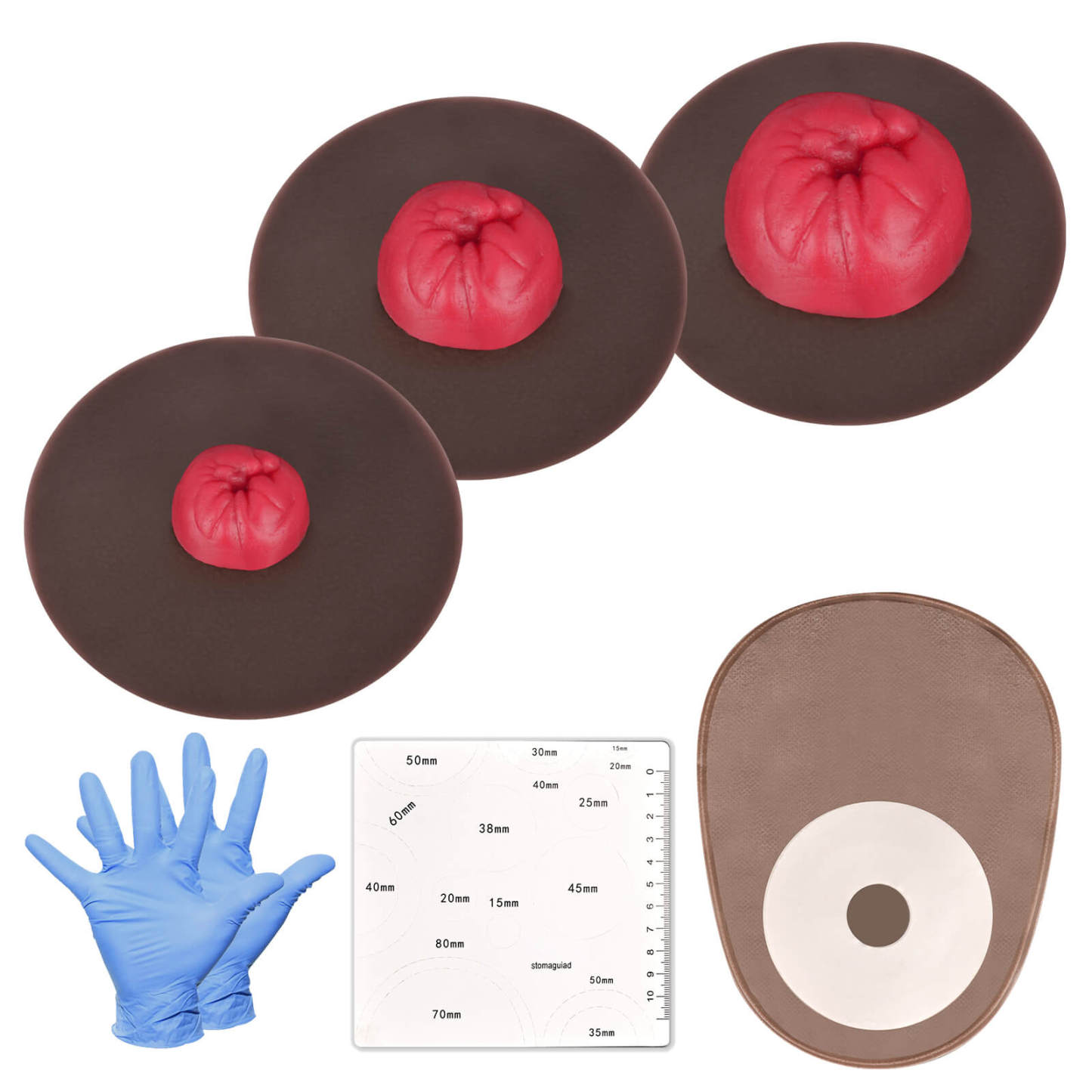 Sticky Colostomy Care Practice Simulators, Dark Skin Tone
