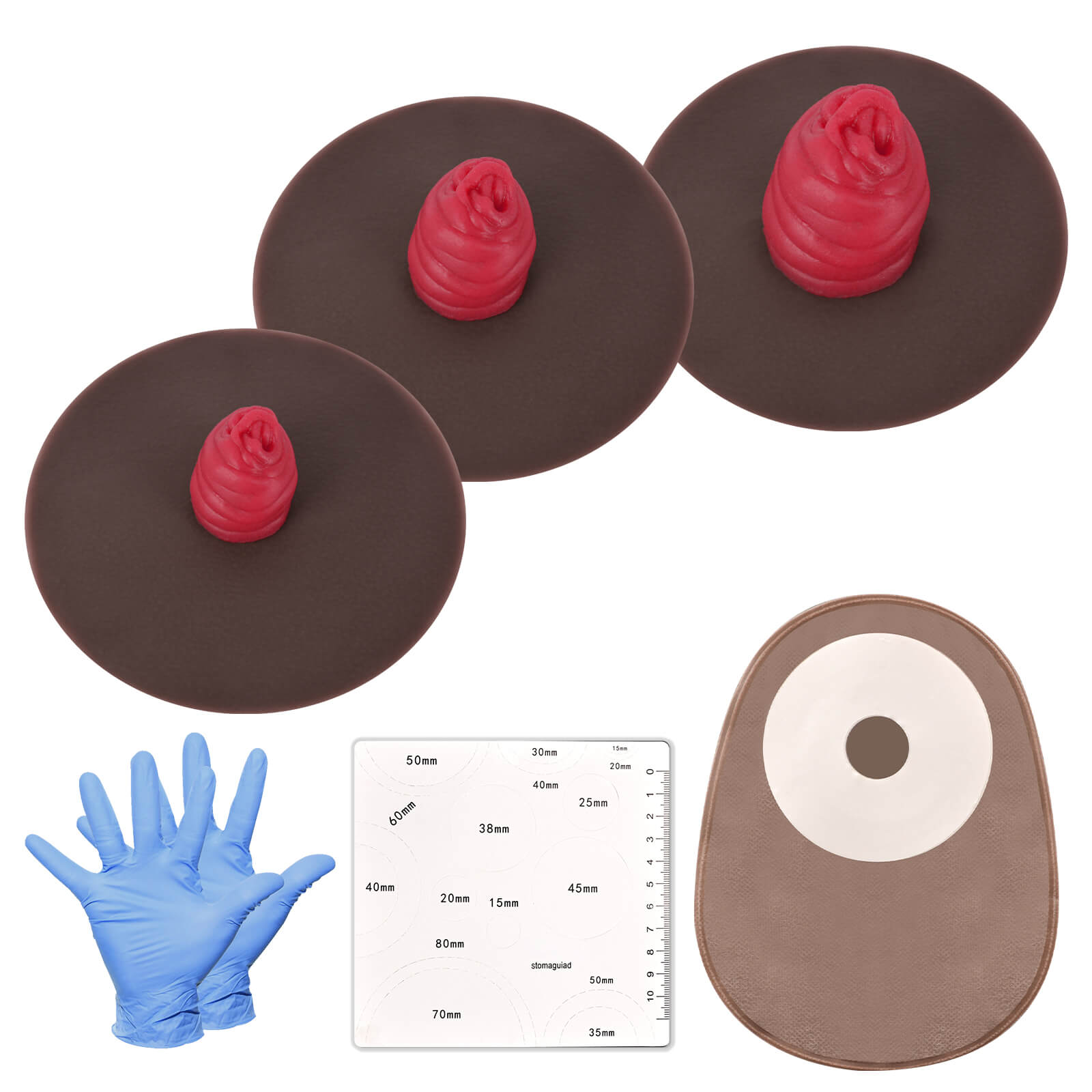 Sticky Ileostomy Stoma Care Simulators, Dark Skin