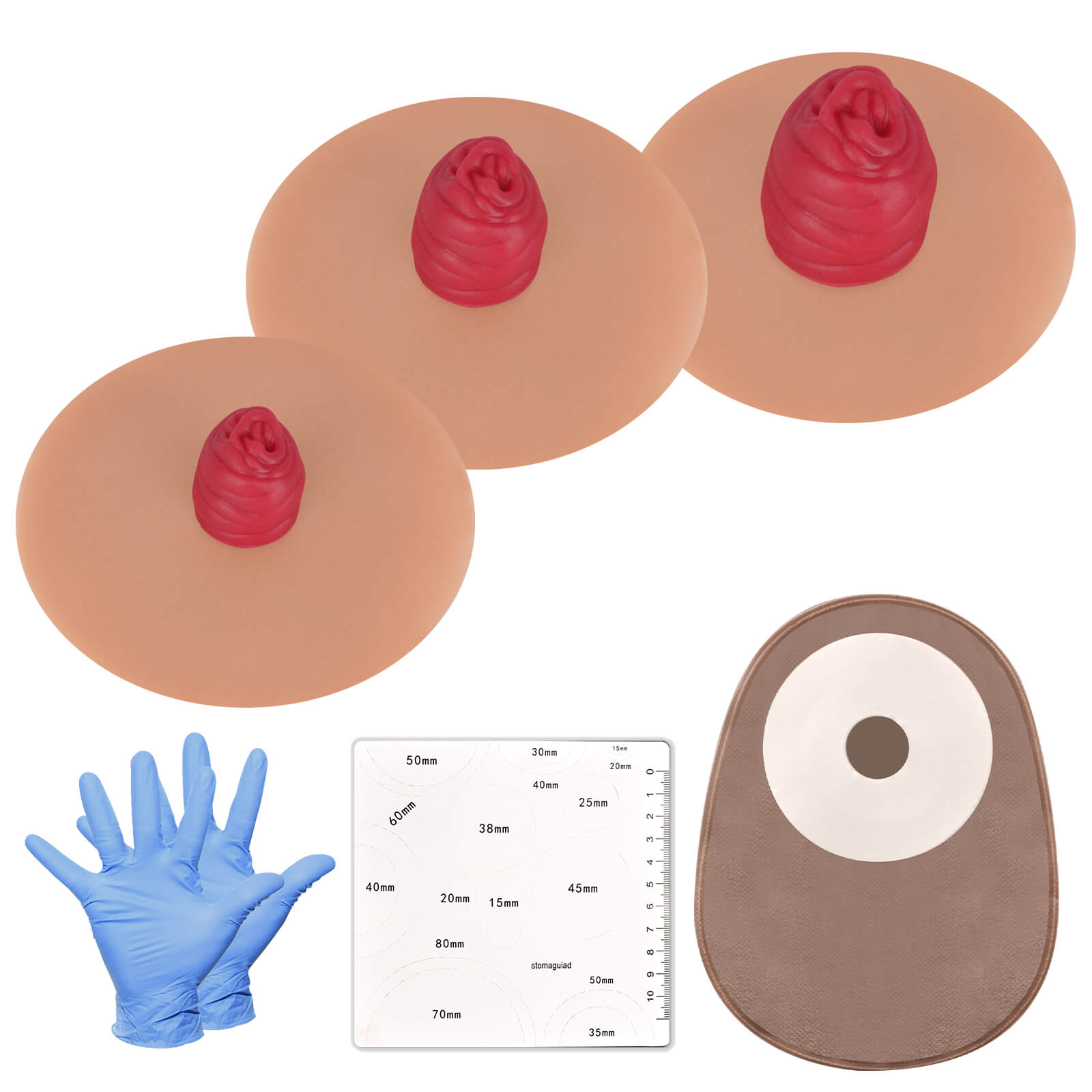 Sticky Ileostomy Stoma Training Models, Tan Skin