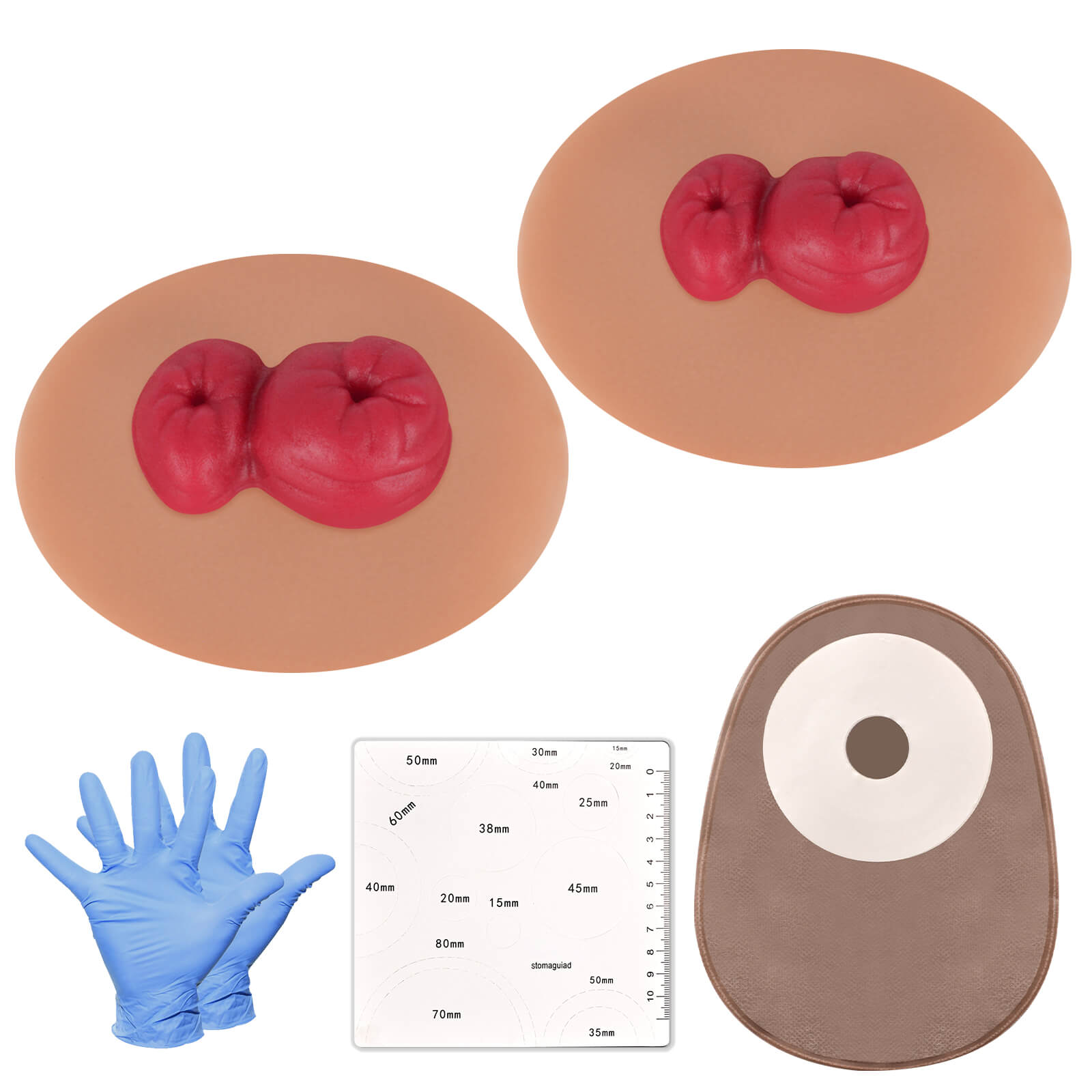 Sticky Loop Ileostomy Stoma Care Simulators, Tan Skin