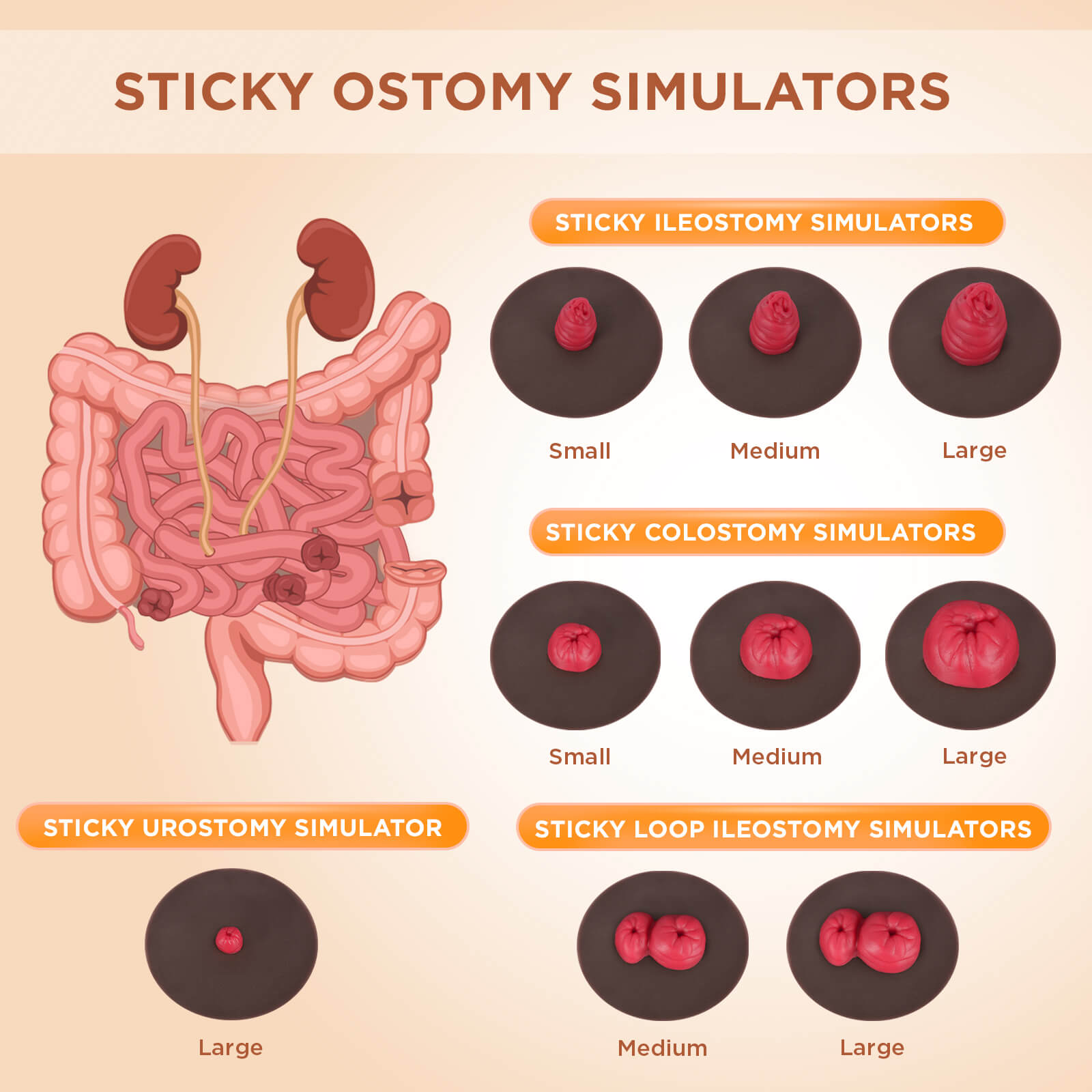 Sticky Ostomy Simulators, Dark Skin