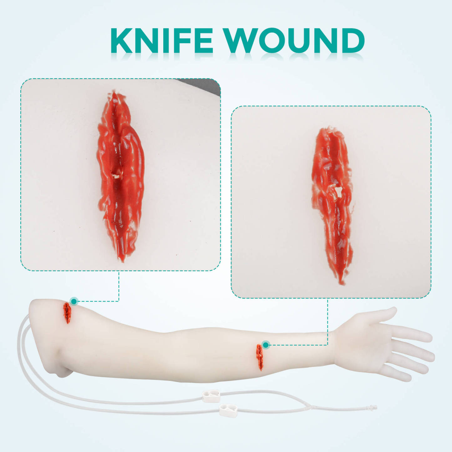 haemorrhage control arm with knife cut wounds