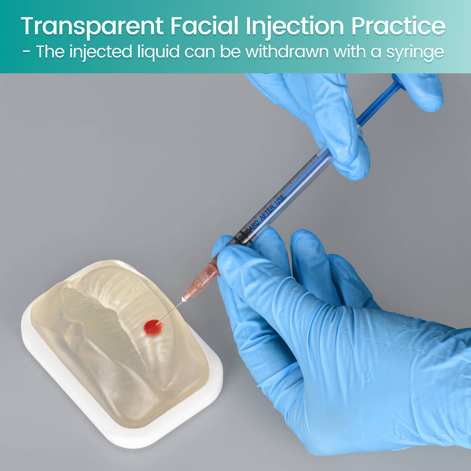 Modelo de inyección facial transparente para práctica de relleno e inyección