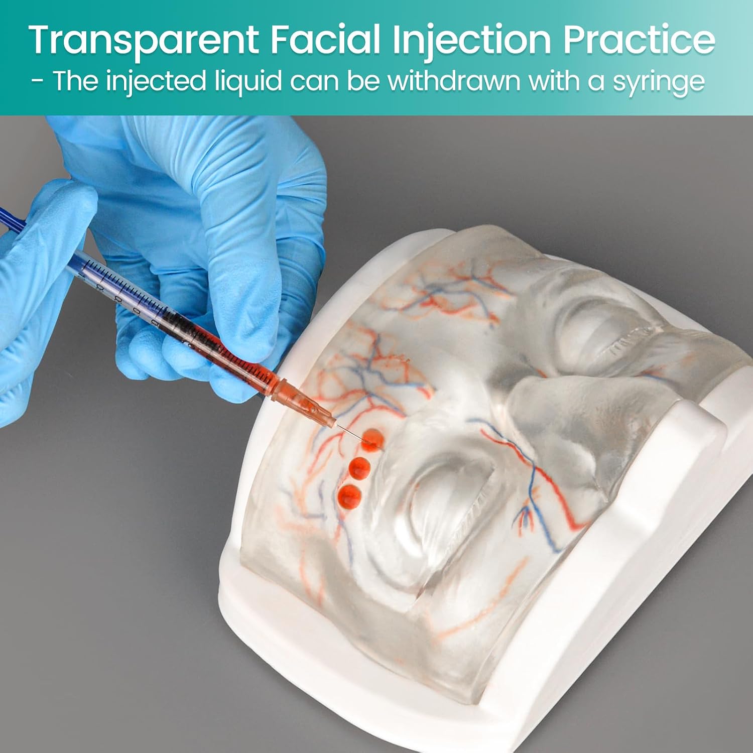 Upper Face Injection Training Model with Simulated Blood Vessels
