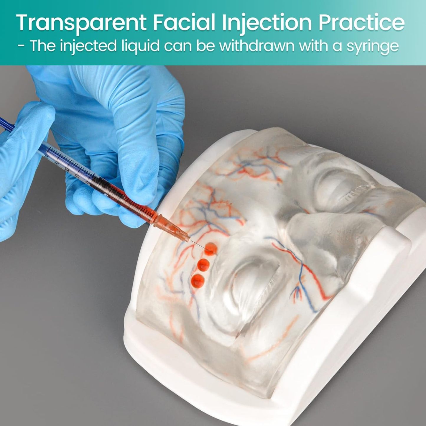 Upper Face Injection Training Model with Simulated Blood Vessels