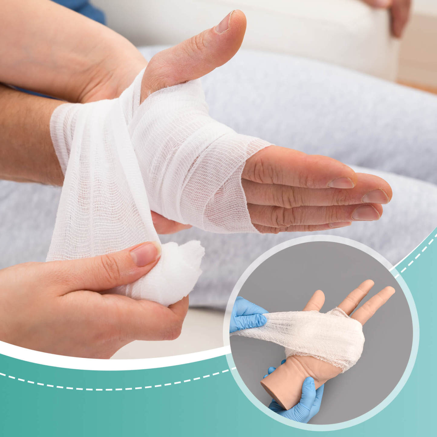 Realistic Wound Packing Hand Trainer, Light Skin