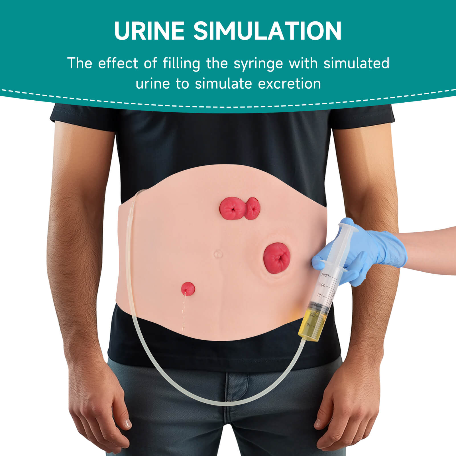 Wearable Belly Ostomy Care Trainer Kit with Simulated Excretion