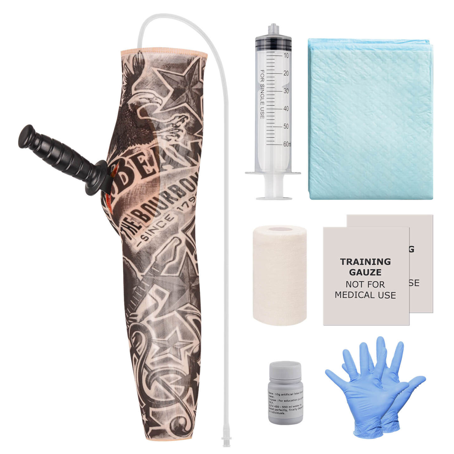 Wearable Hand Sleeve Stab Wound Care Training Kit