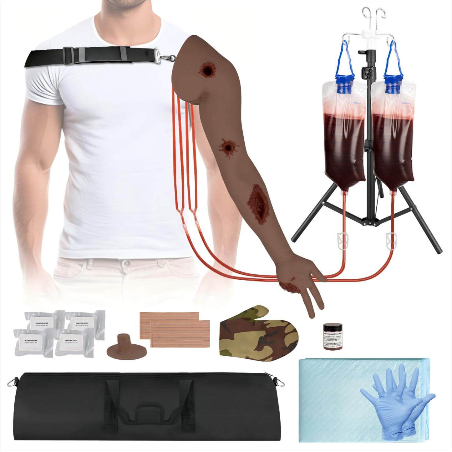 Wearable Multi-Wound Packing Arm Tourniquet Trainer Kit
