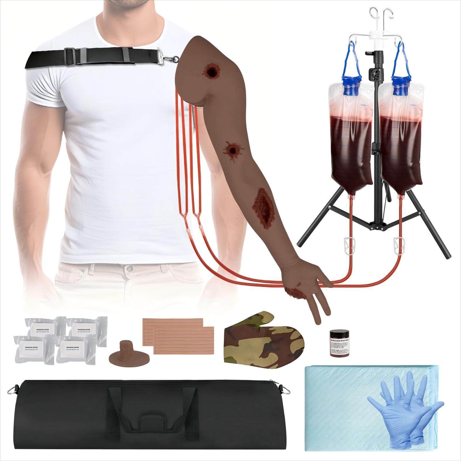 Wearable Multi-Wound Packing Arm Tourniquet Trainer Kit