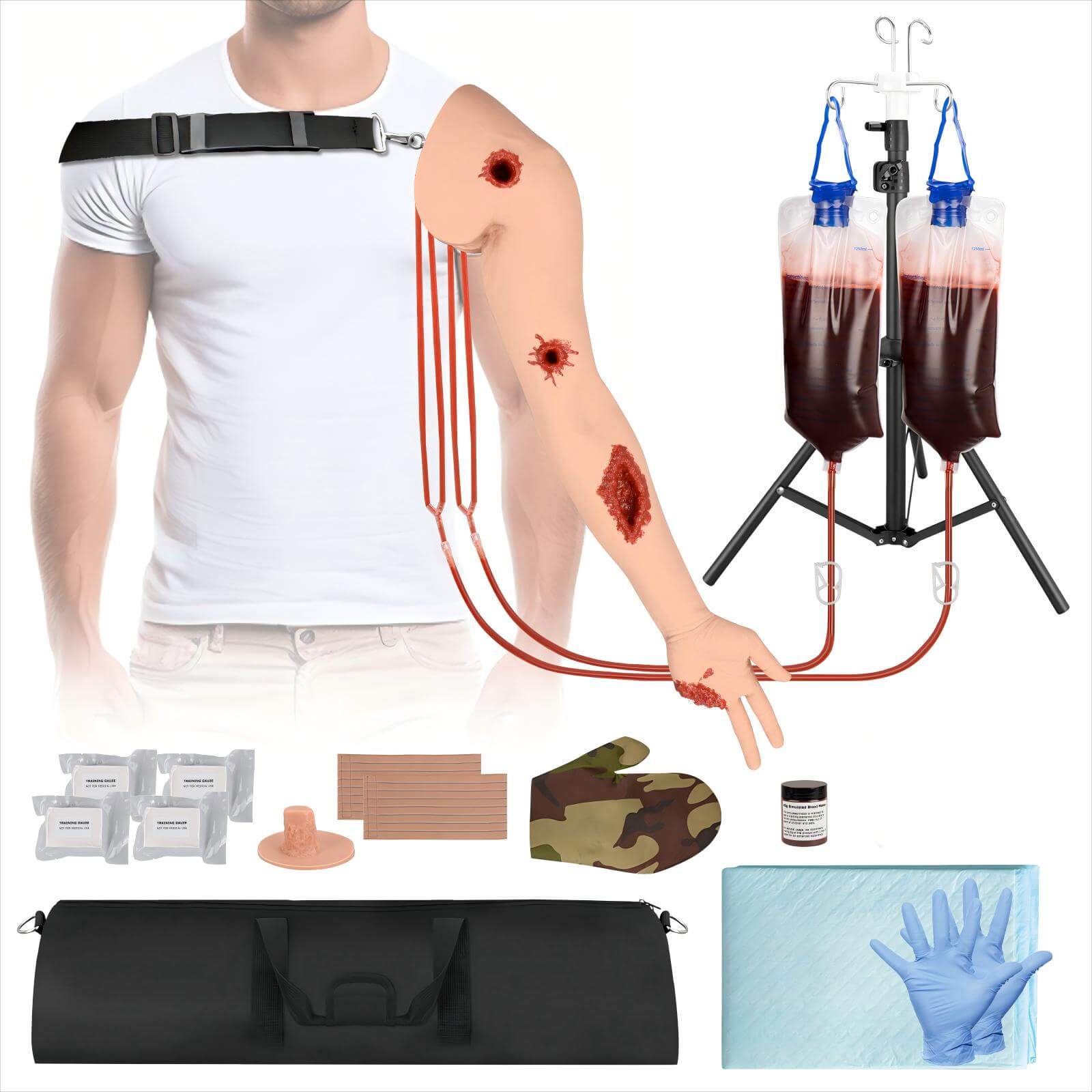 Wearable Multi-Wound Packing Arm Tourniquet Trainer Kit