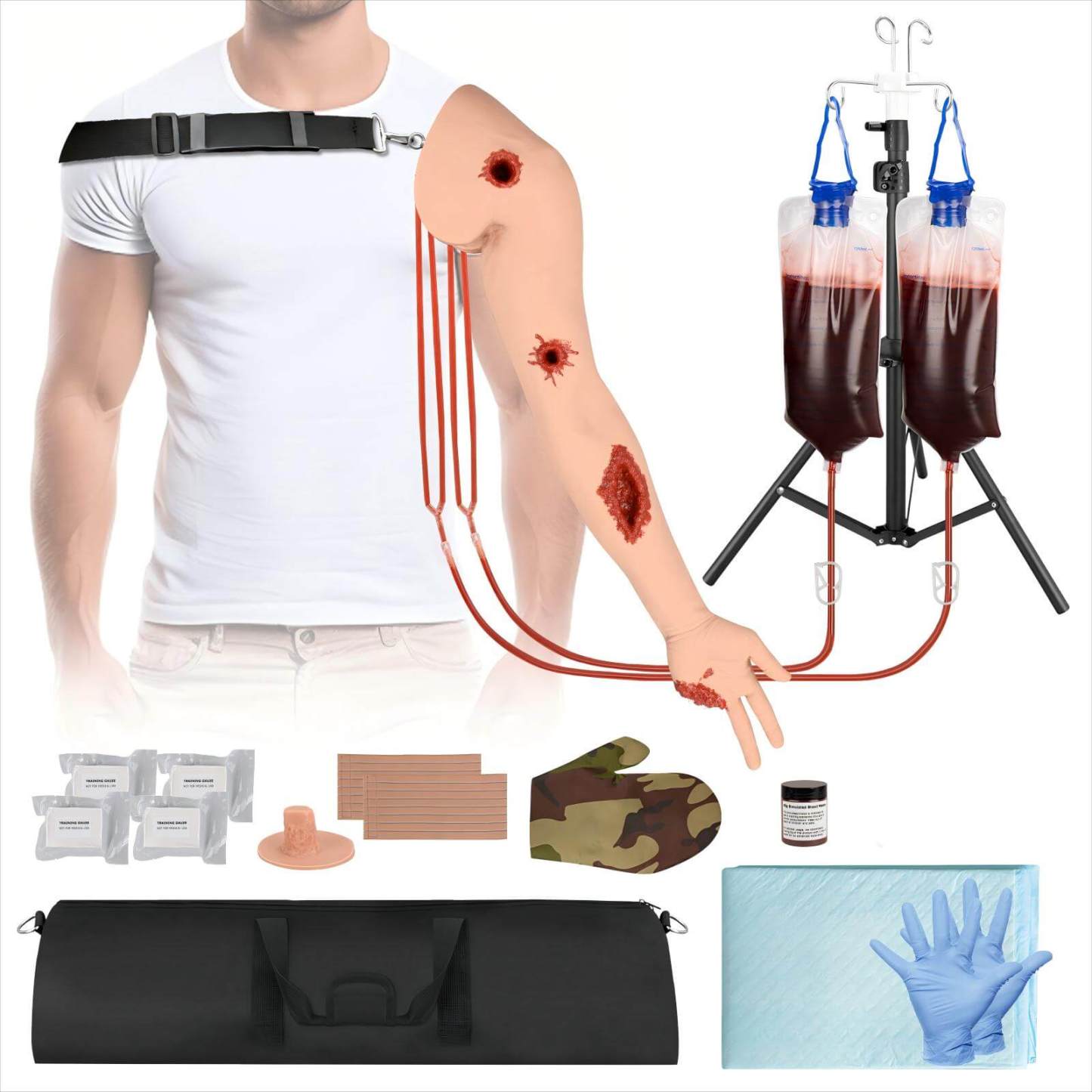 Wearable Multi-Wound Packing Arm Tourniquet Trainer Kit