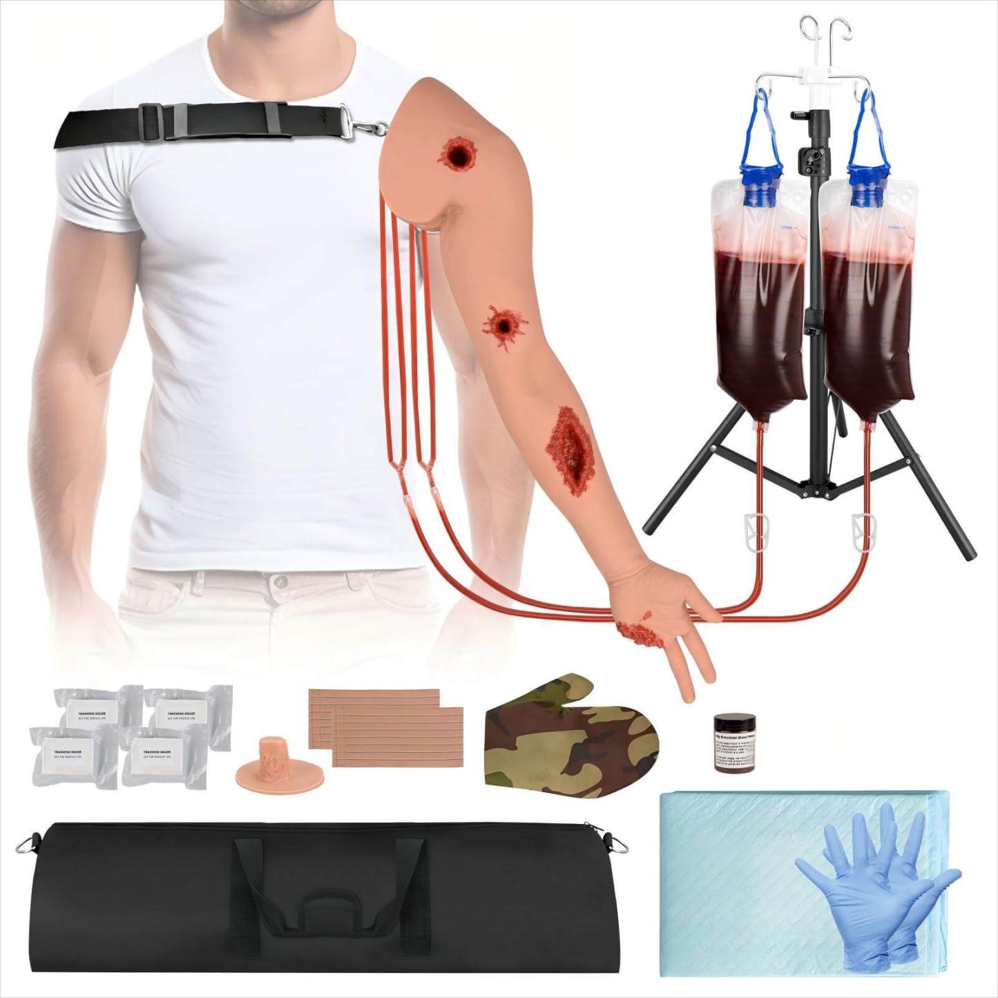 Wearable Multi-Wound Packing Arm Tourniquet Trainer Kit