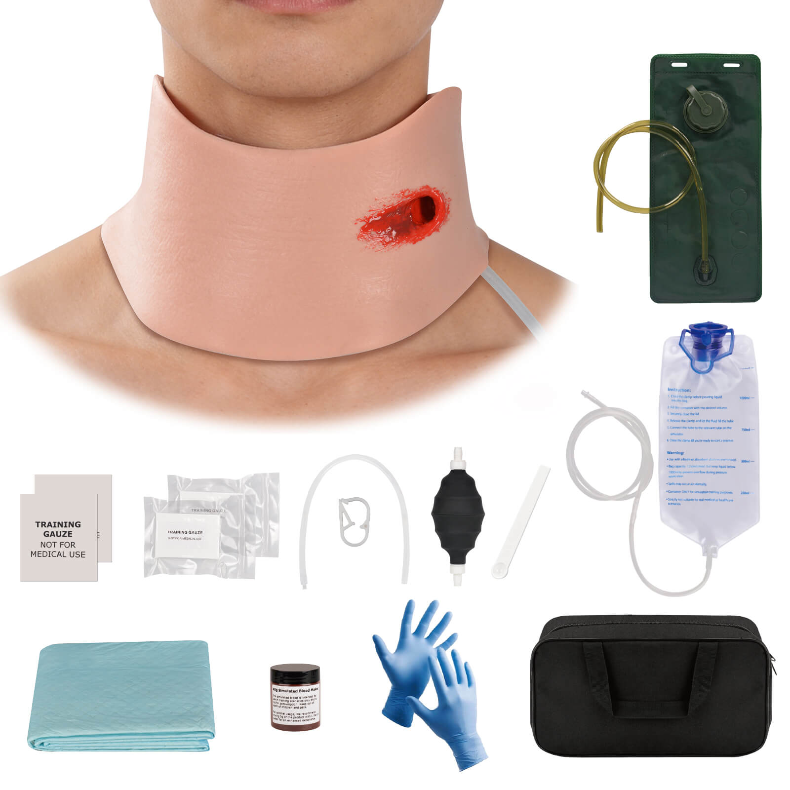 Wearable Neck Gunshot Wound Packing Trainer Kit